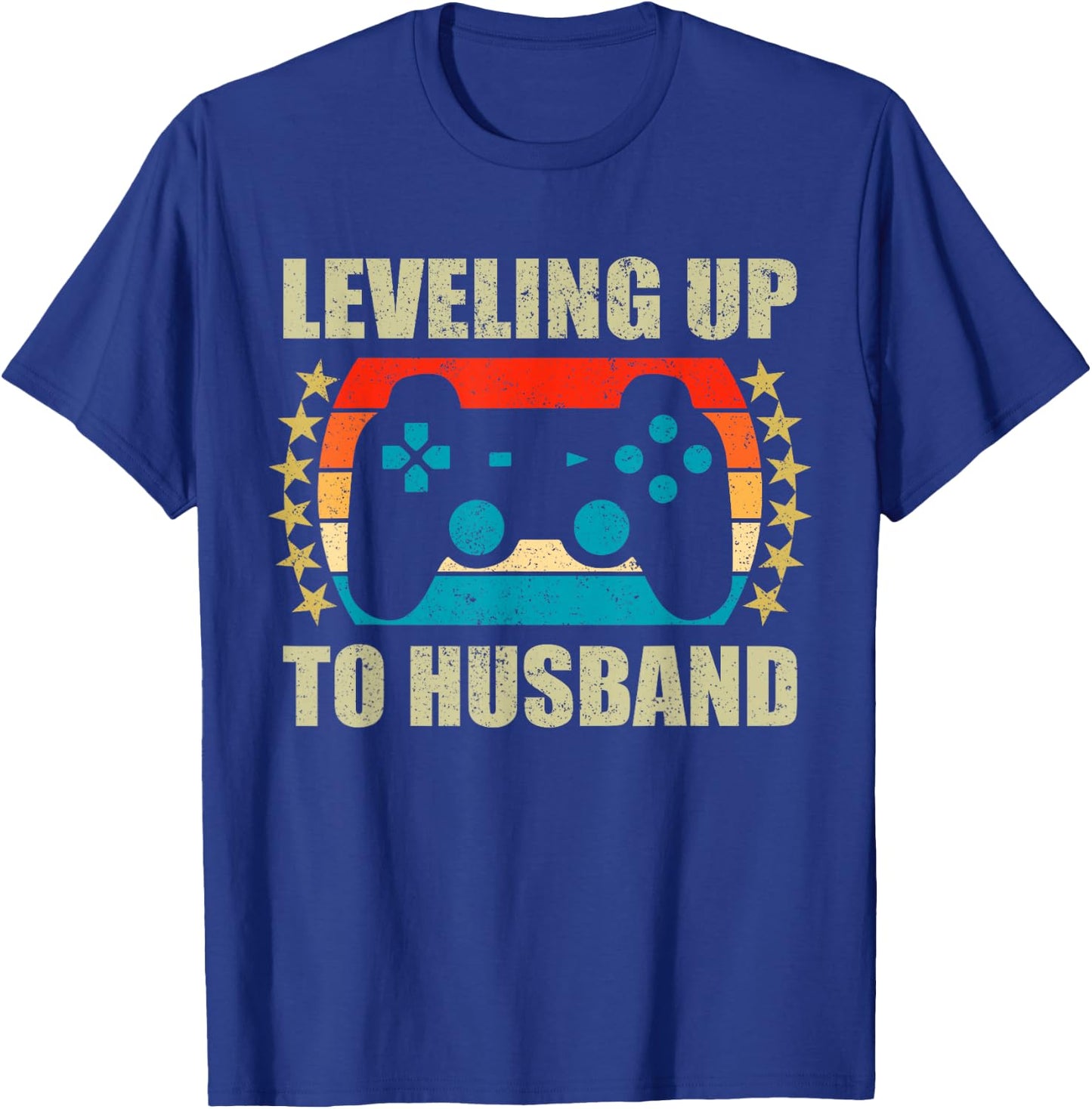 Bachelor Party Leveling Up To Husband Groom Gaming T-Shirt - T-Shirt | Royal