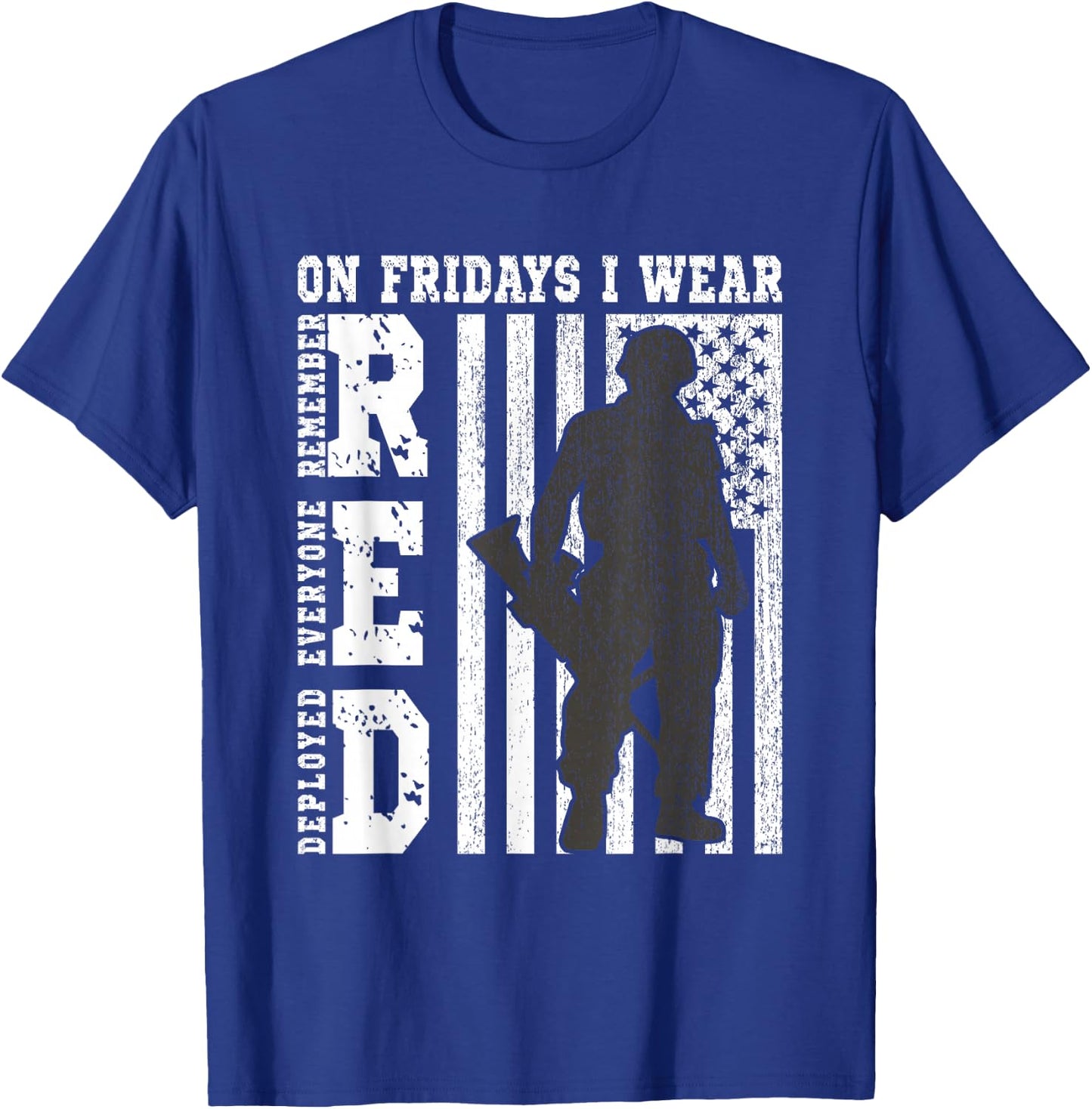 On Fridays I Wear Red USA Support American Troops T-Shirt - T-Shirt | Royal