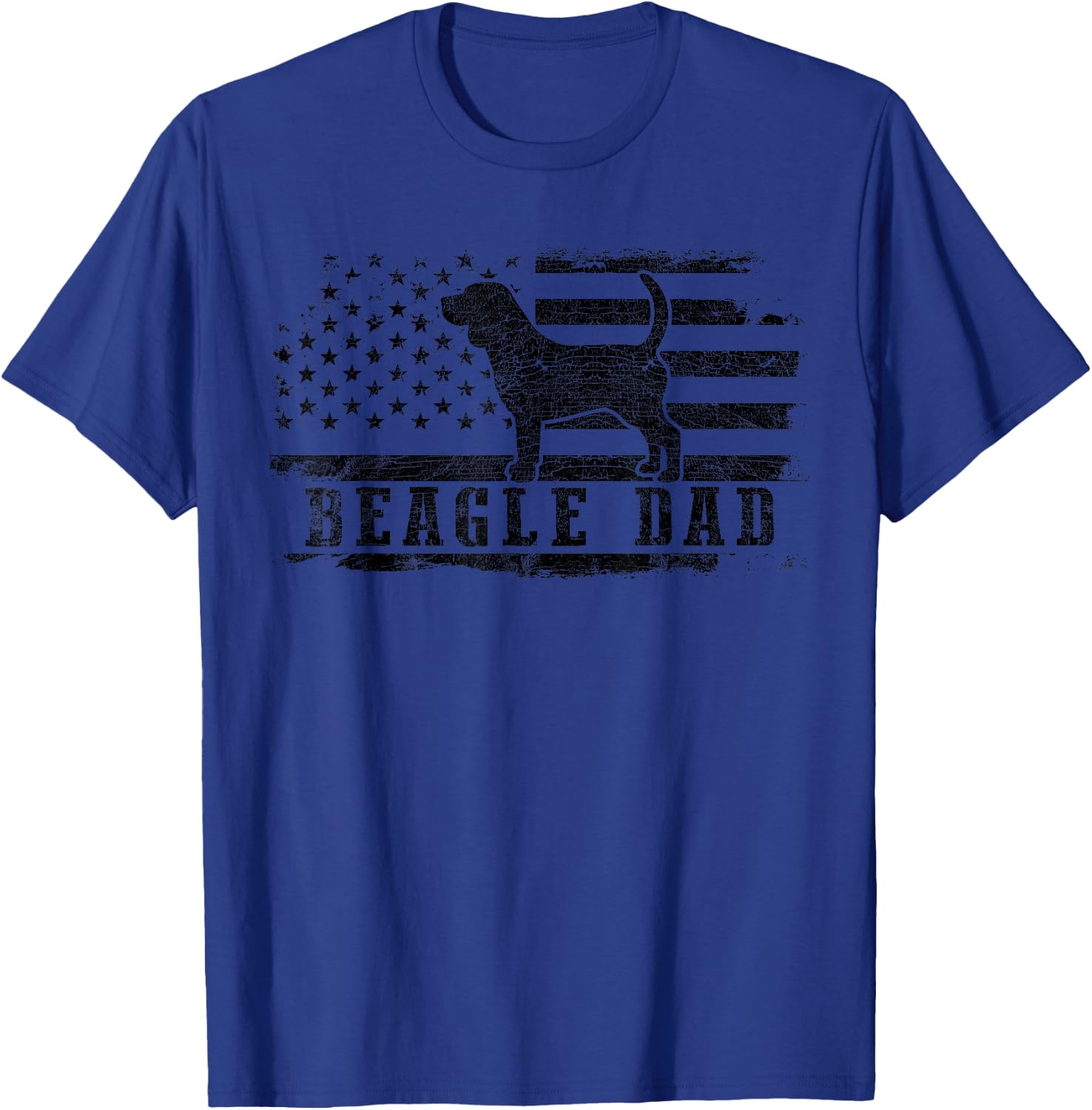 Beagle Dad Distressed American Flag Patriotic Dog T-Shirt - T-Shirt | Royal
