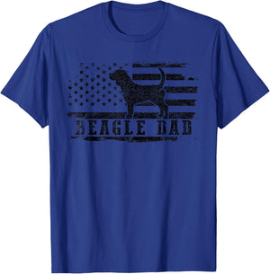 Beagle Dad Distressed American Flag Patriotic Dog T-Shirt - T-Shirt | Royal