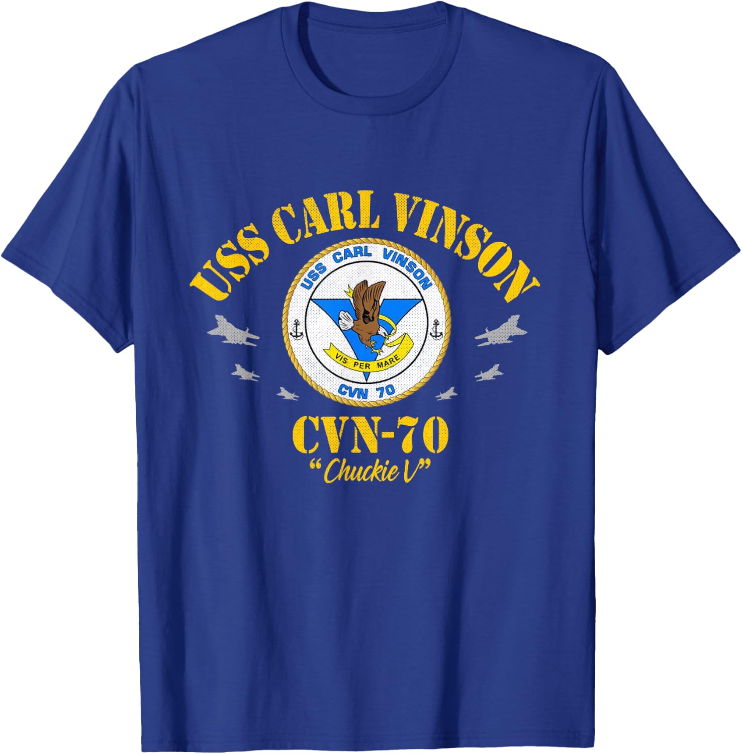USS Carl Vinson (CVN-70) Aircraft Carrier Veteran Flag T-Shirt - T-Shirt | Royal