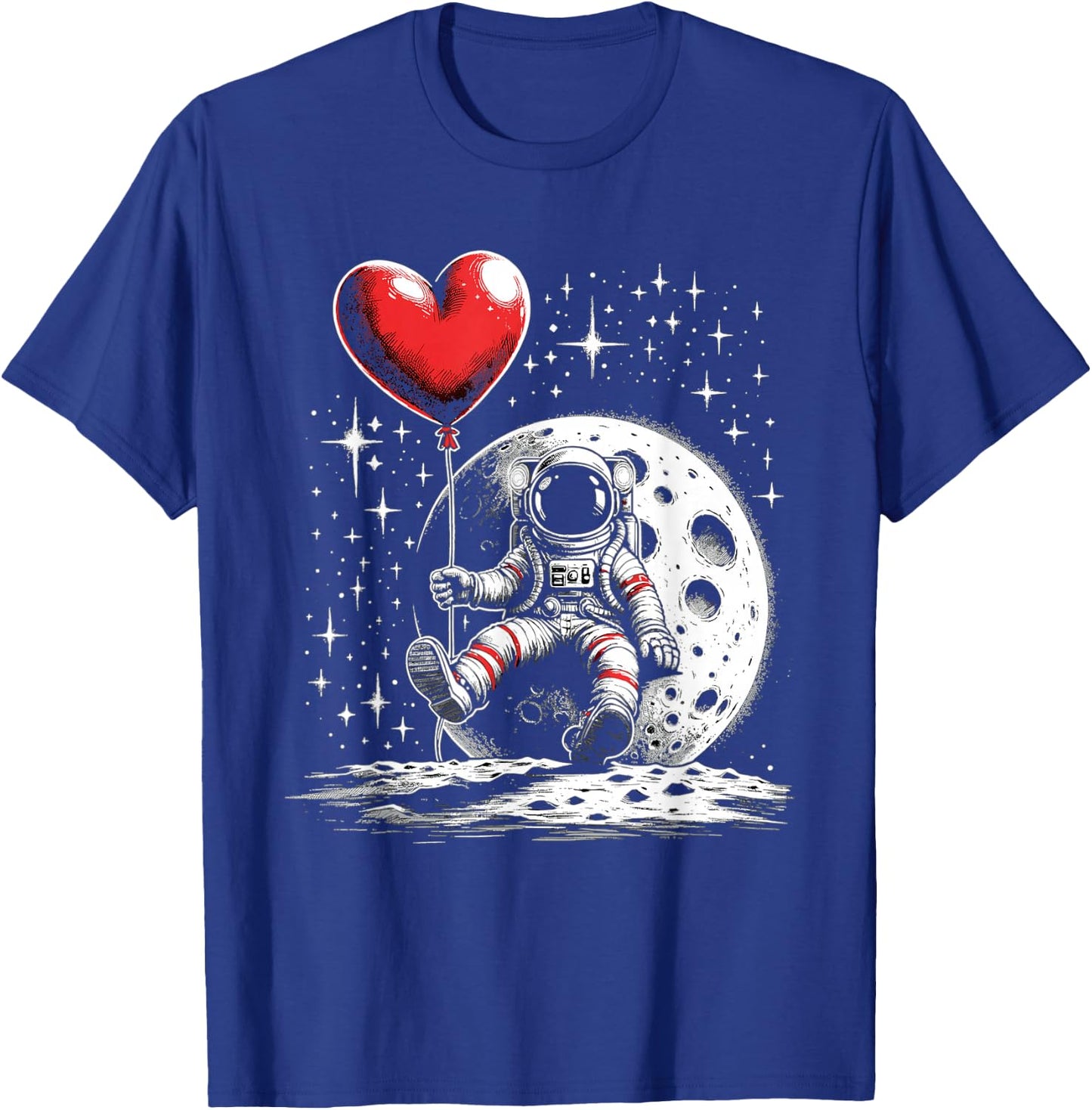 Space Astronaut Heart Balloon Valentine's Day Valentine T-Shirt - T-Shirt | Royal