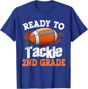 Ready To Tackle 2nd Grade Football First Day Of School T-Shirt - T-Shirt | Royal