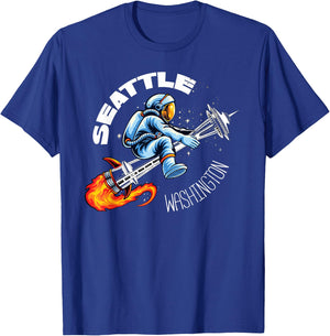 Retro Seattle Washington Astronaut Space Needle Souvenir T-Shirt - T-Shirt | Royal