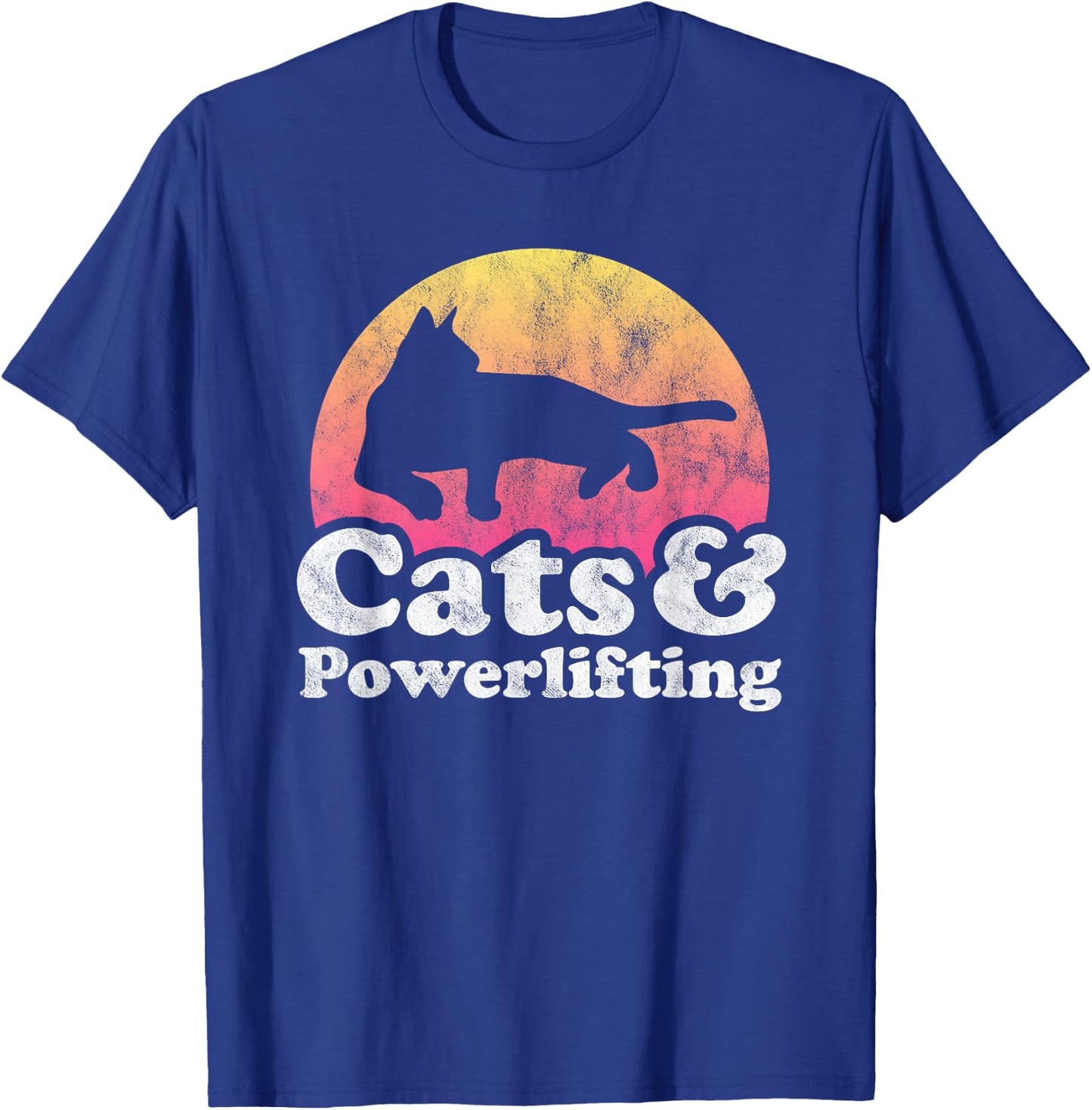 Cats and Powerlifting Men's or Women's Cat and Powerlifter T-Shirt - T-Shirt | Royal