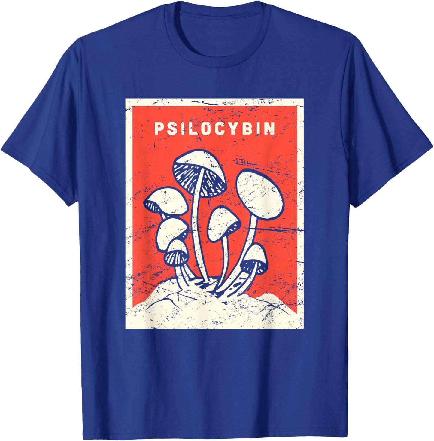 Psilocybin - Retro Psychedelic Magic Mushrooms T-Shirt - T-Shirt | Royal