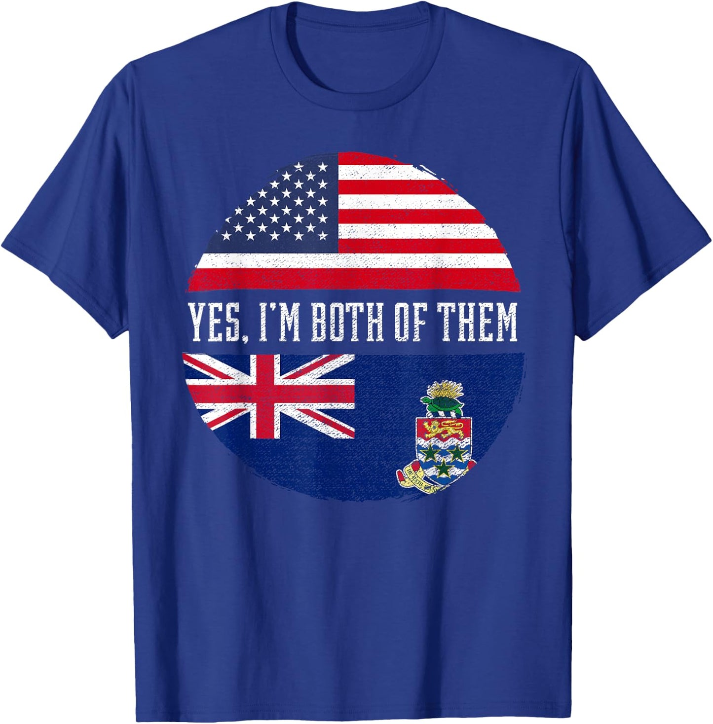 Half American Half Caymanian USA Flag Cayman Islands T-Shirt - T-Shirt | Royal