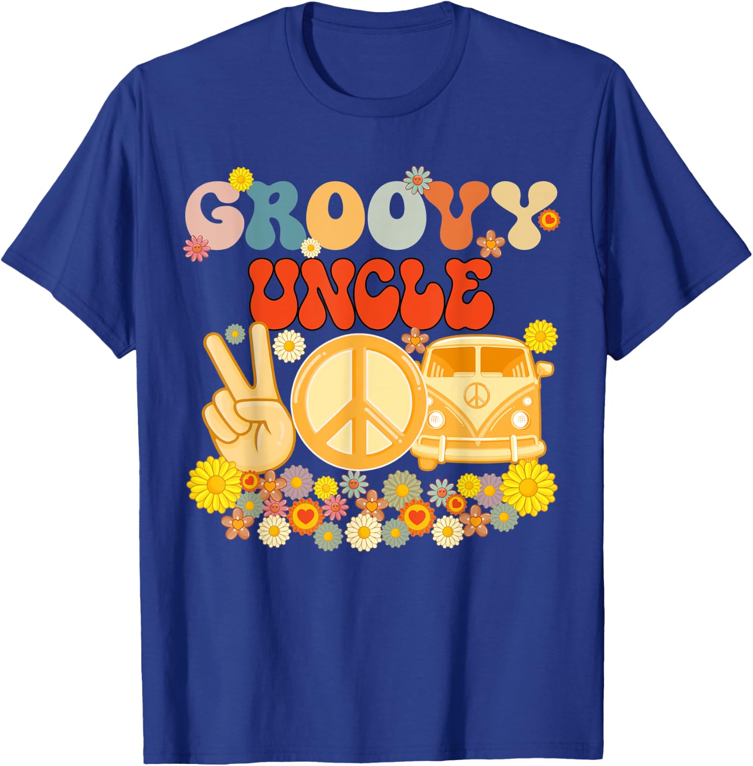 Groovy Uncle Retro Matching Family Baby Shower Father's Day T-Shirt - T-Shirt | Royal