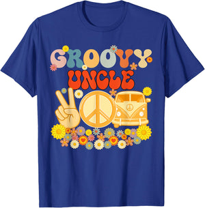 Groovy Uncle Retro Matching Family Baby Shower Father's Day T-Shirt - T-Shirt | Royal