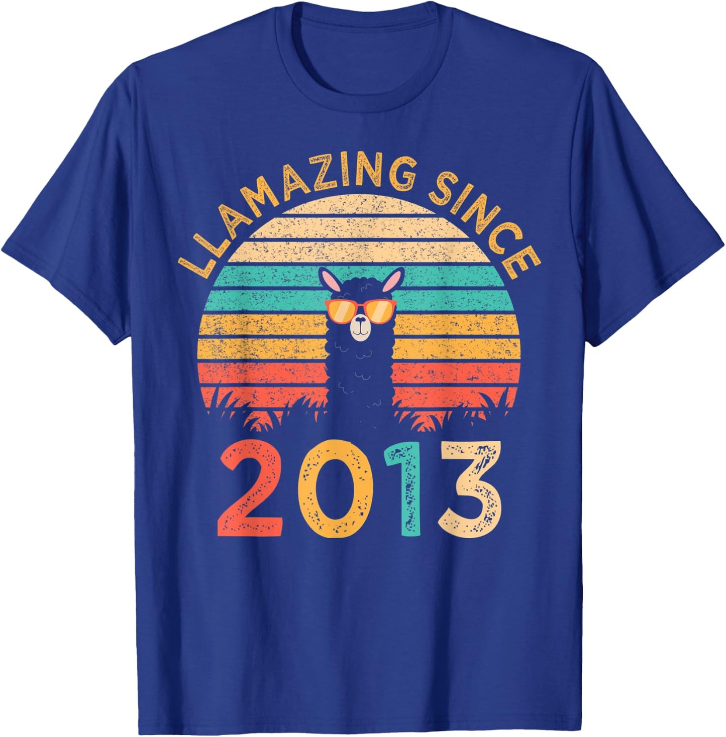 LLamazing Since 2013 Llama Wearing Sunglasses Funny Birthday T-Shirt - T-Shirt | Royal