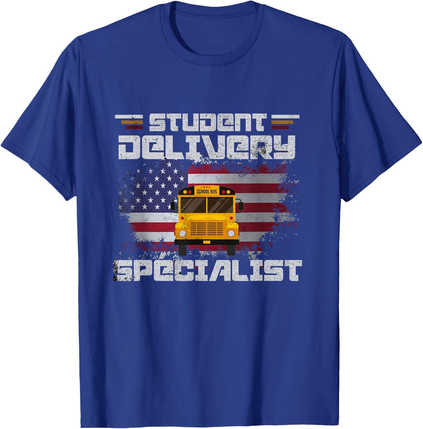 School Bus Driver's American Flag Pride | School Bus Driver T-Shirt - T-Shirt | Royal