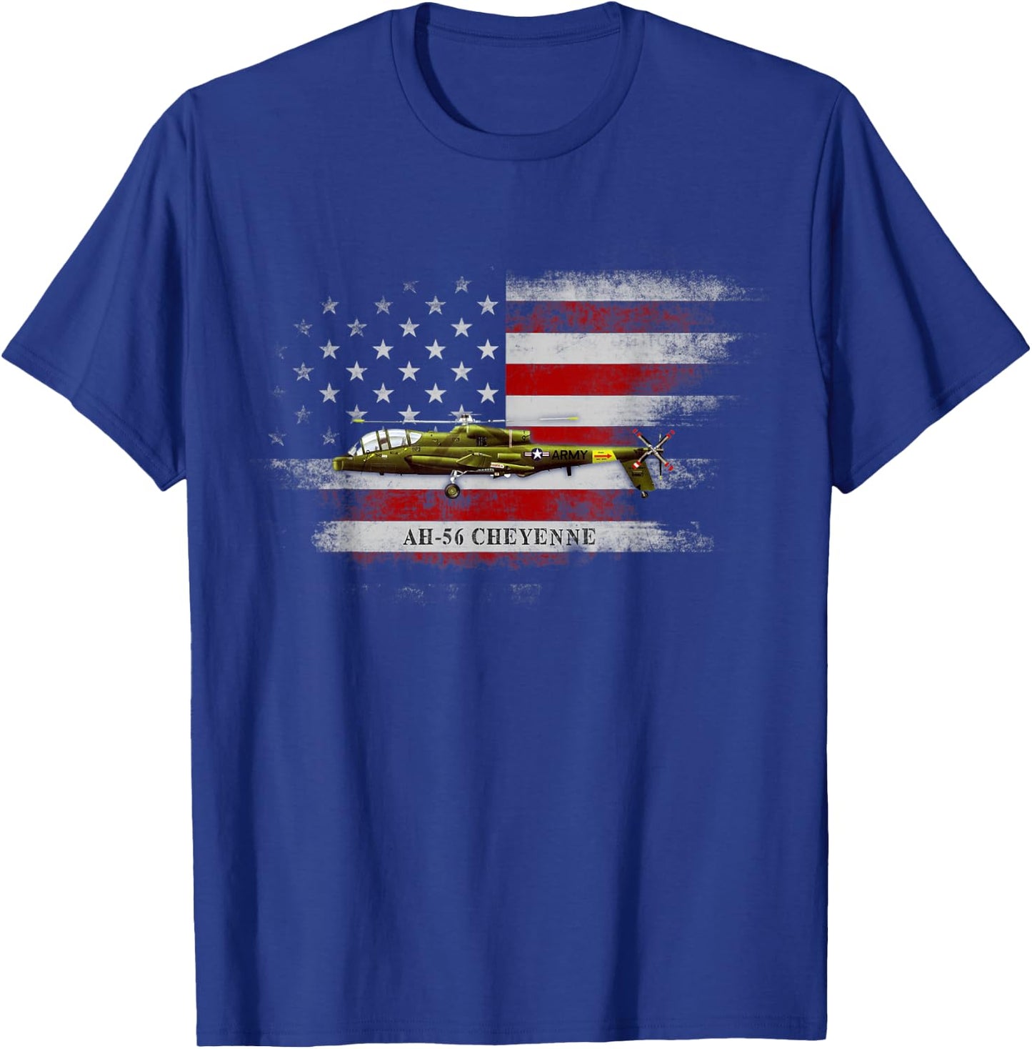 AH-56 Cheyenne Helicopter USA Flag Helicopter Pilot Gifts Women Men T-Shirt - T-Shirt | Royal