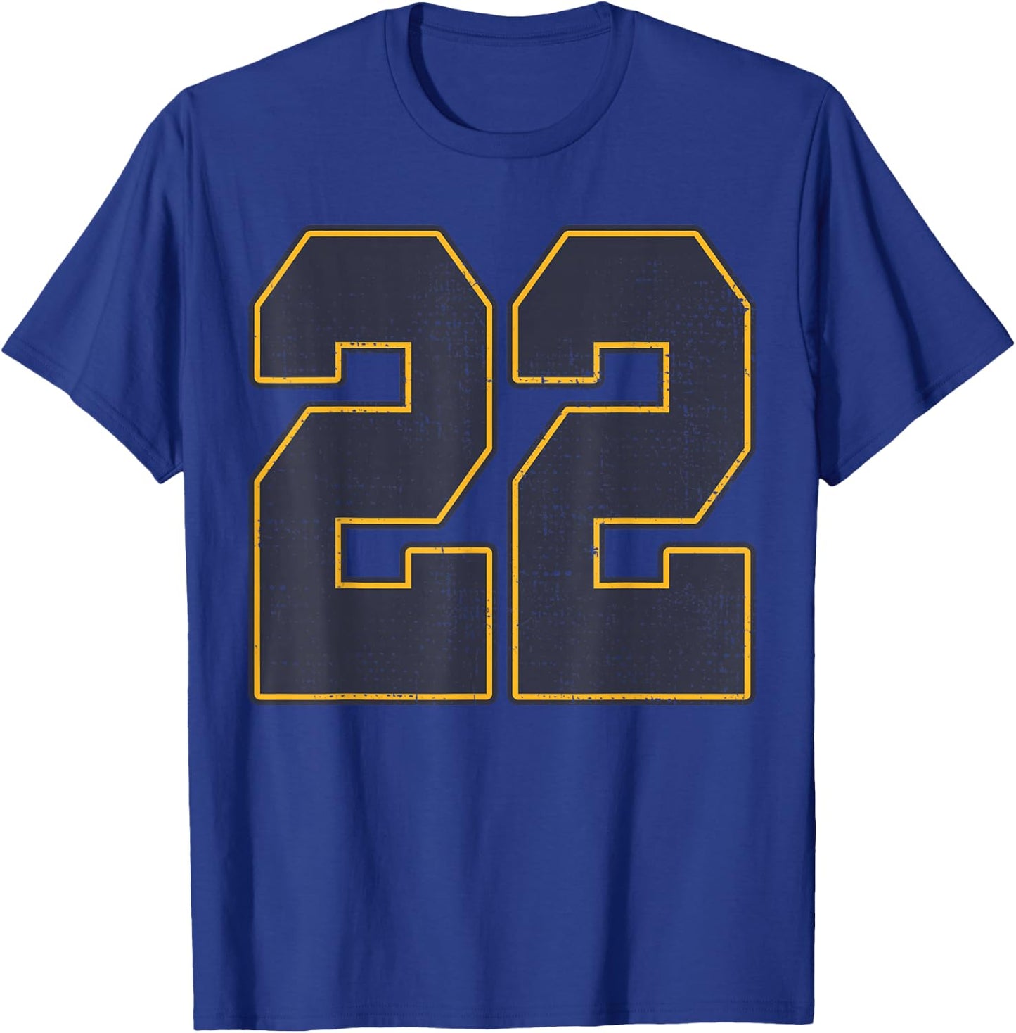 #22 Outline Number 22 Fan Varsity Sports Team Red Jersey T-Shirt - T-Shirt | Royal