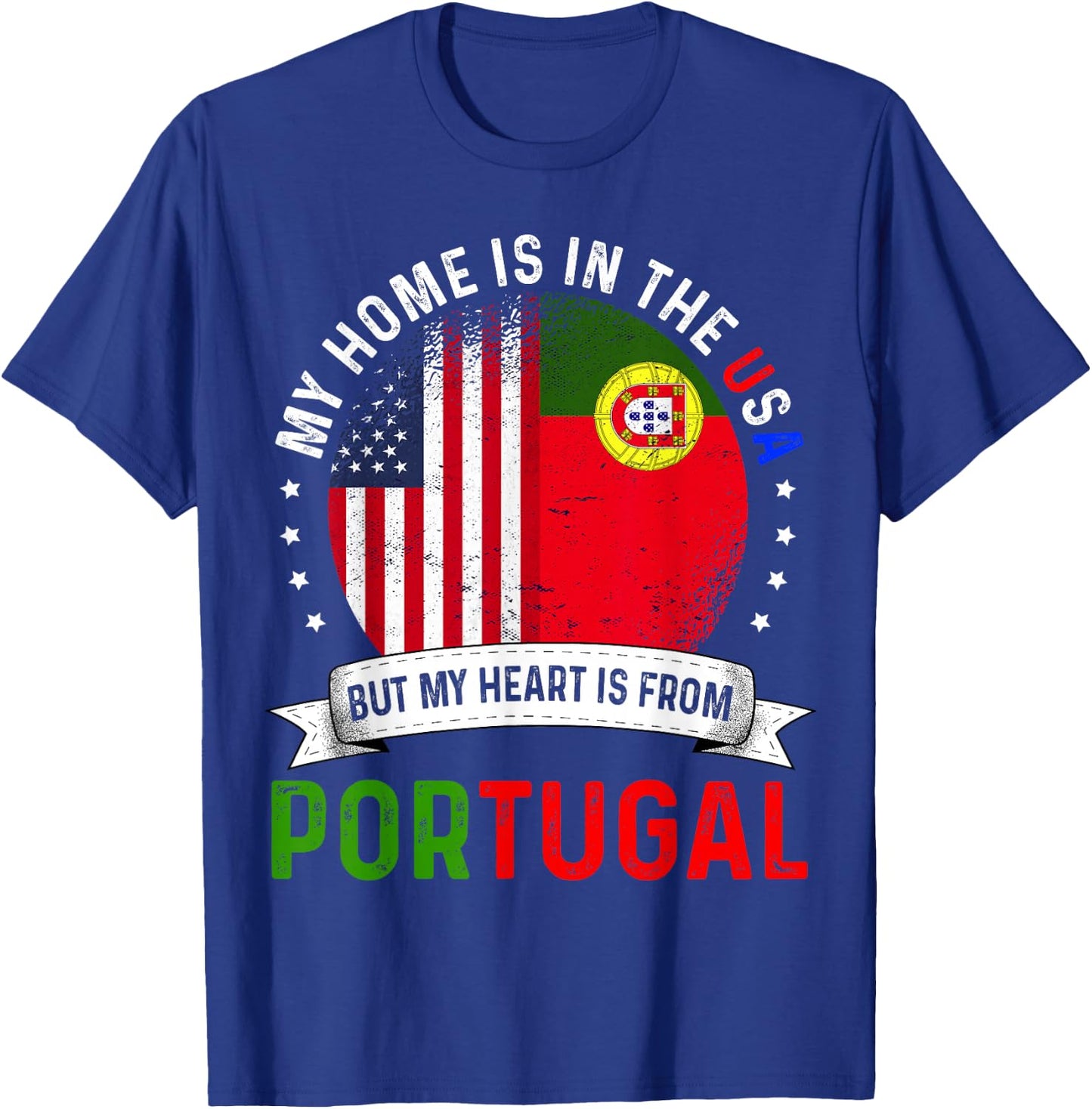 Portuguese American Patriot Heart is from Portugal Flag T-Shirt - T-Shirt | Royal