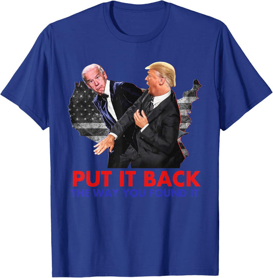Put It Back The Way You Found It Funny Biden & Trump Vintage T-Shirt - T-Shirt | Royal
