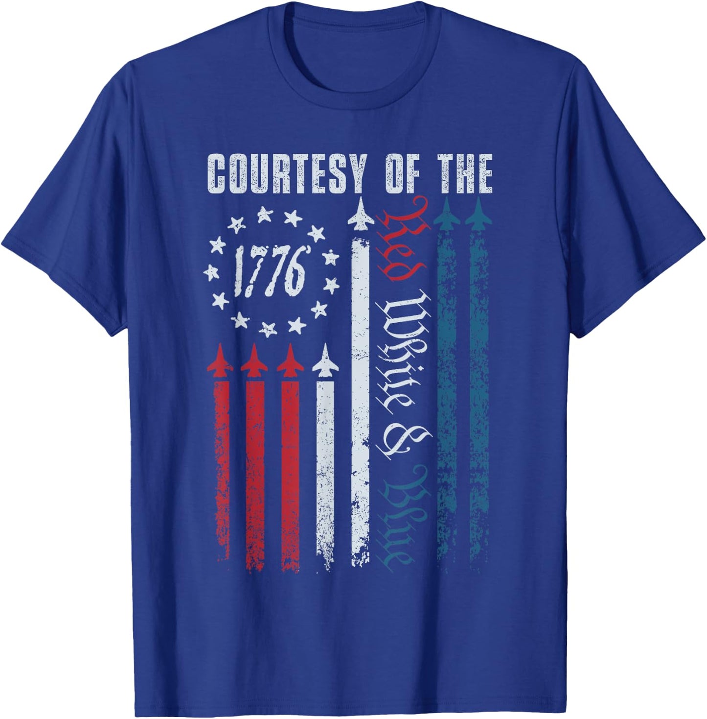 Vintage America USA Flag Courtesy Of The Red White And Blue T-Shirt - T-Shirt | Royal