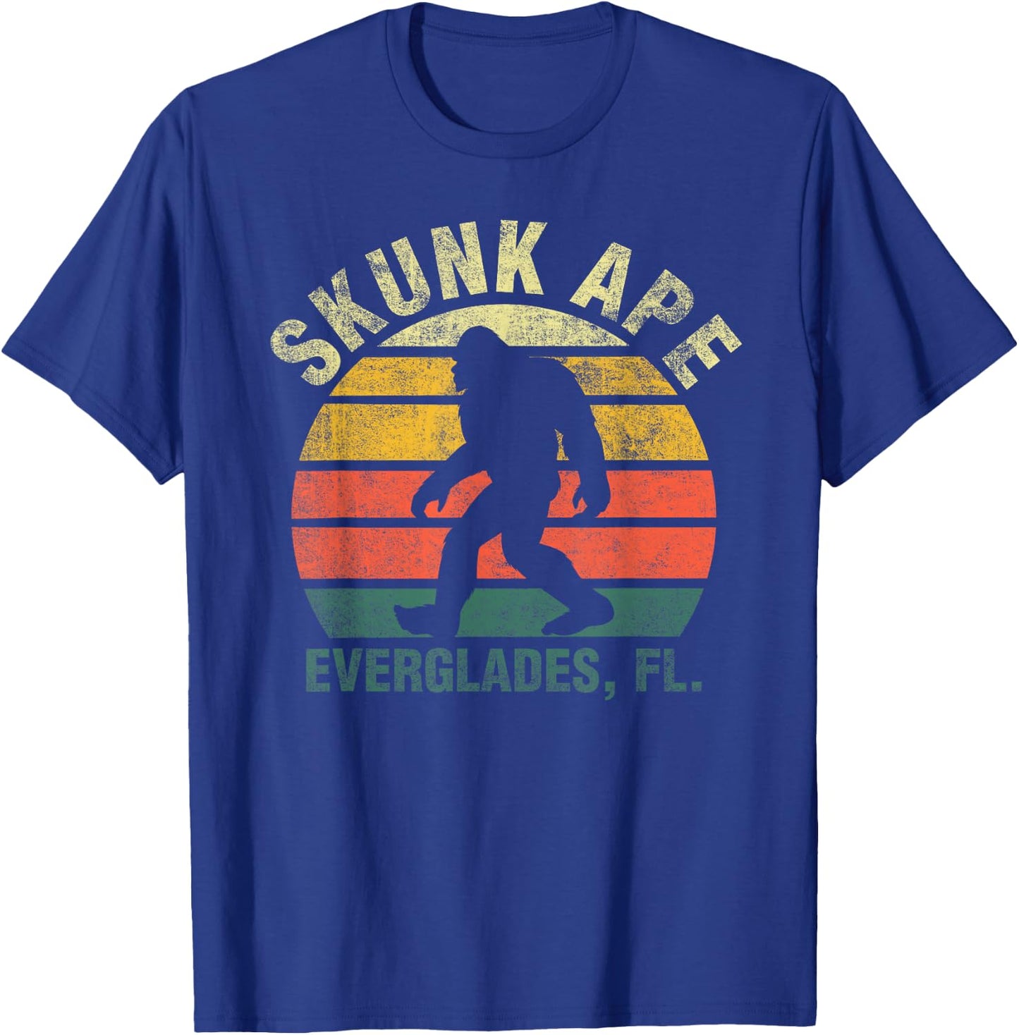 Vintage Retro Skunk Ape Florida Everglades Swamp Bigfoot T-Shirt - T-Shirt | Royal