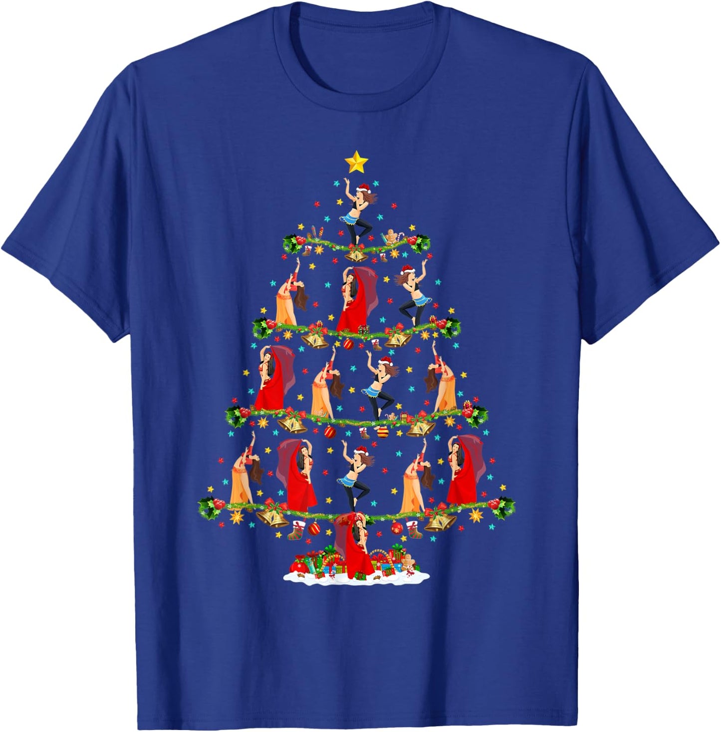 Belly Dance Lover Lighting Santa Belly Dance Christmas Tree T-Shirt - T-Shirt | Royal