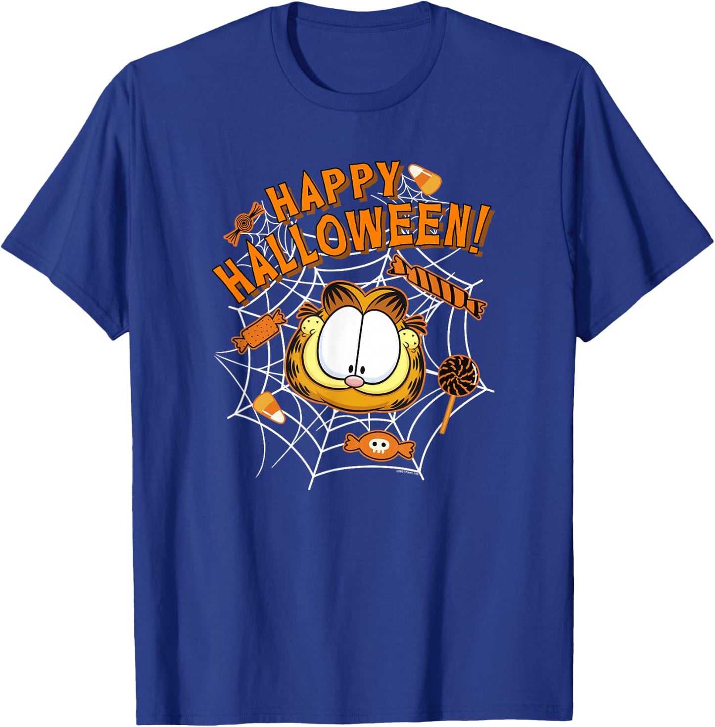 Garfield Halloween Spiderweb Candy Garfield Big Face T-Shirt - T-Shirt | Royal