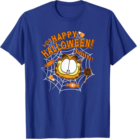 Garfield Halloween Spiderweb Candy Garfield Big Face T-Shirt - T-Shirt | Royal