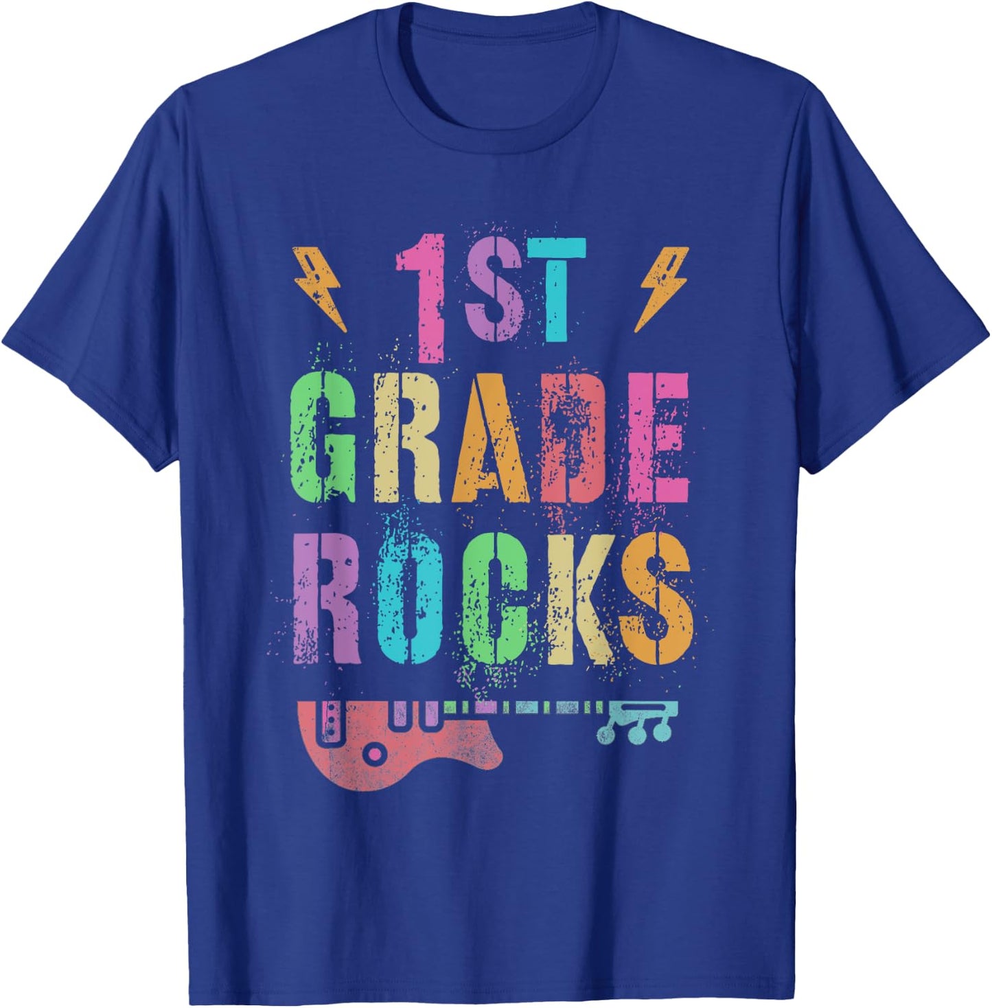Hello 1st GRADE ROCKS Teacher FIRST Grader Little Rockstar Men Women Girls Kids T-Shirt - T-Shirt | Royal