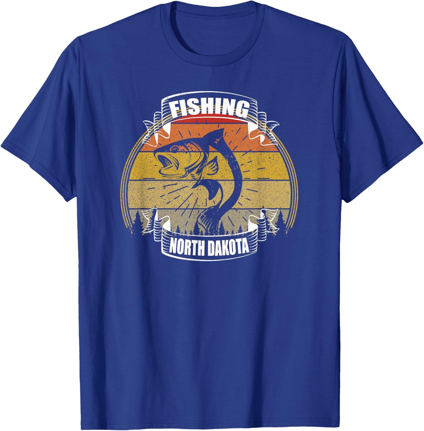 State of North Dakota Fisherman Fish North Dakota Fishing T-Shirt - T-Shirt | Royal