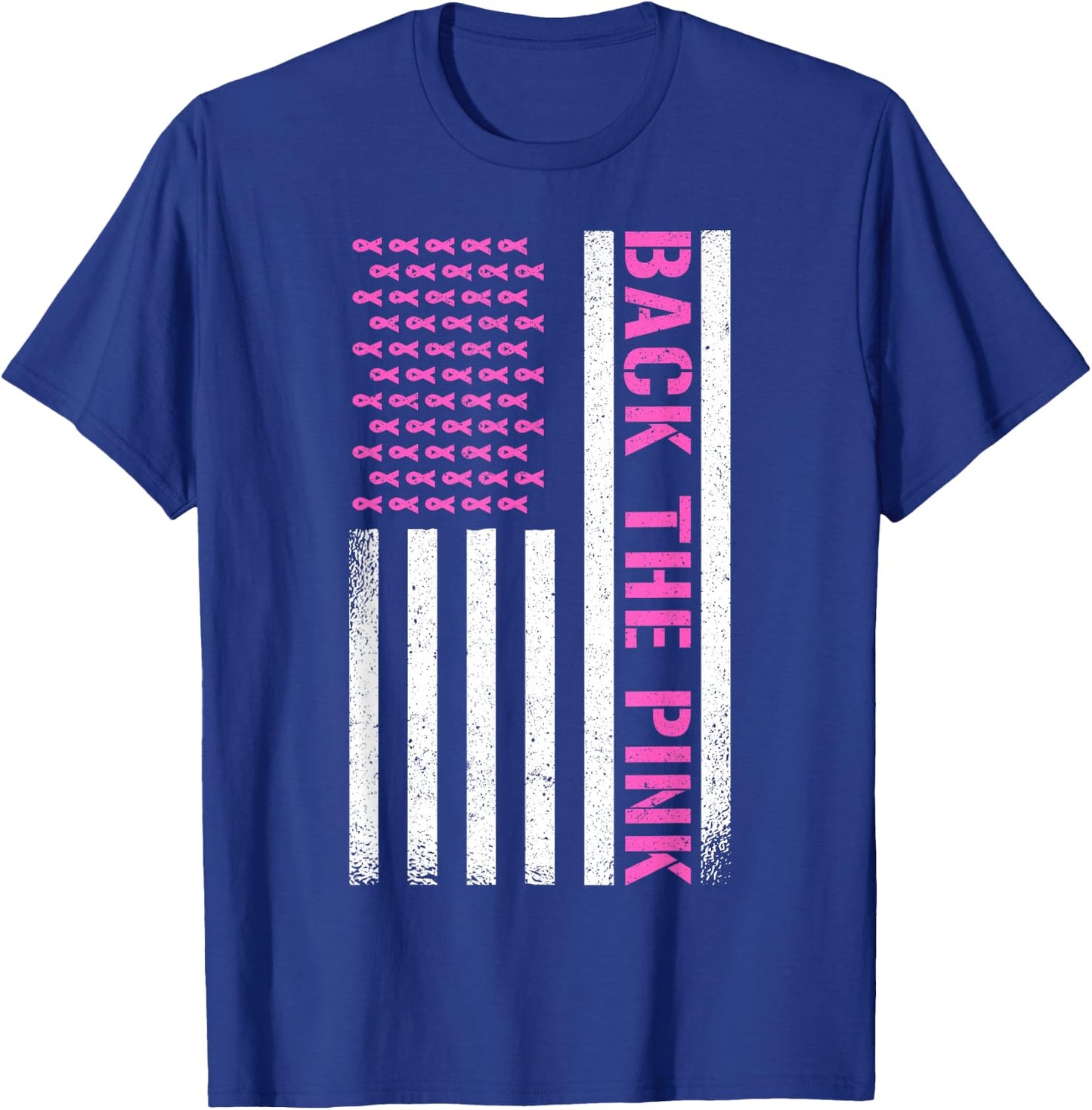 Back The Pink American Flag T-Shirt - T-Shirt | Royal