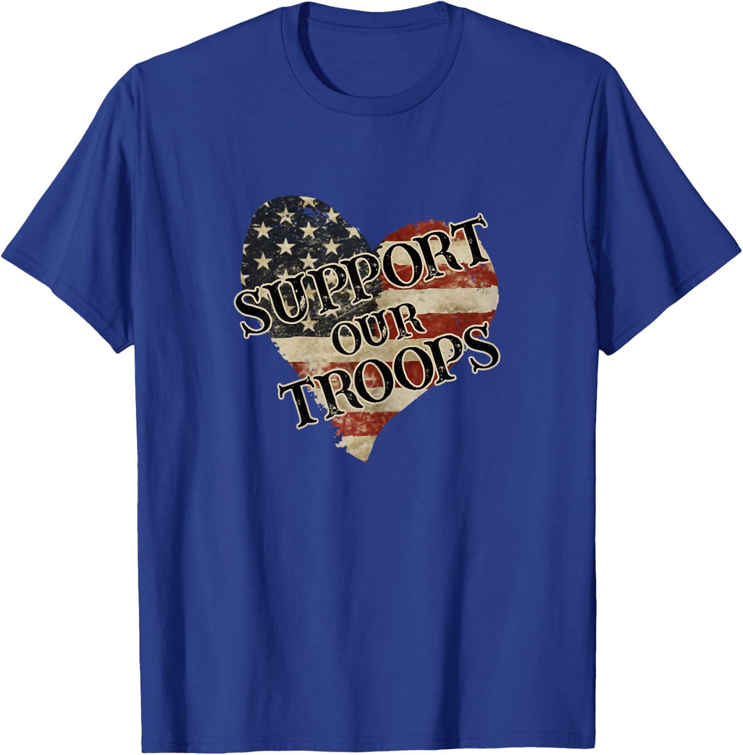 Support Our Troops Patriotic Military American Flag T-Shirt - T-Shirt | Royal
