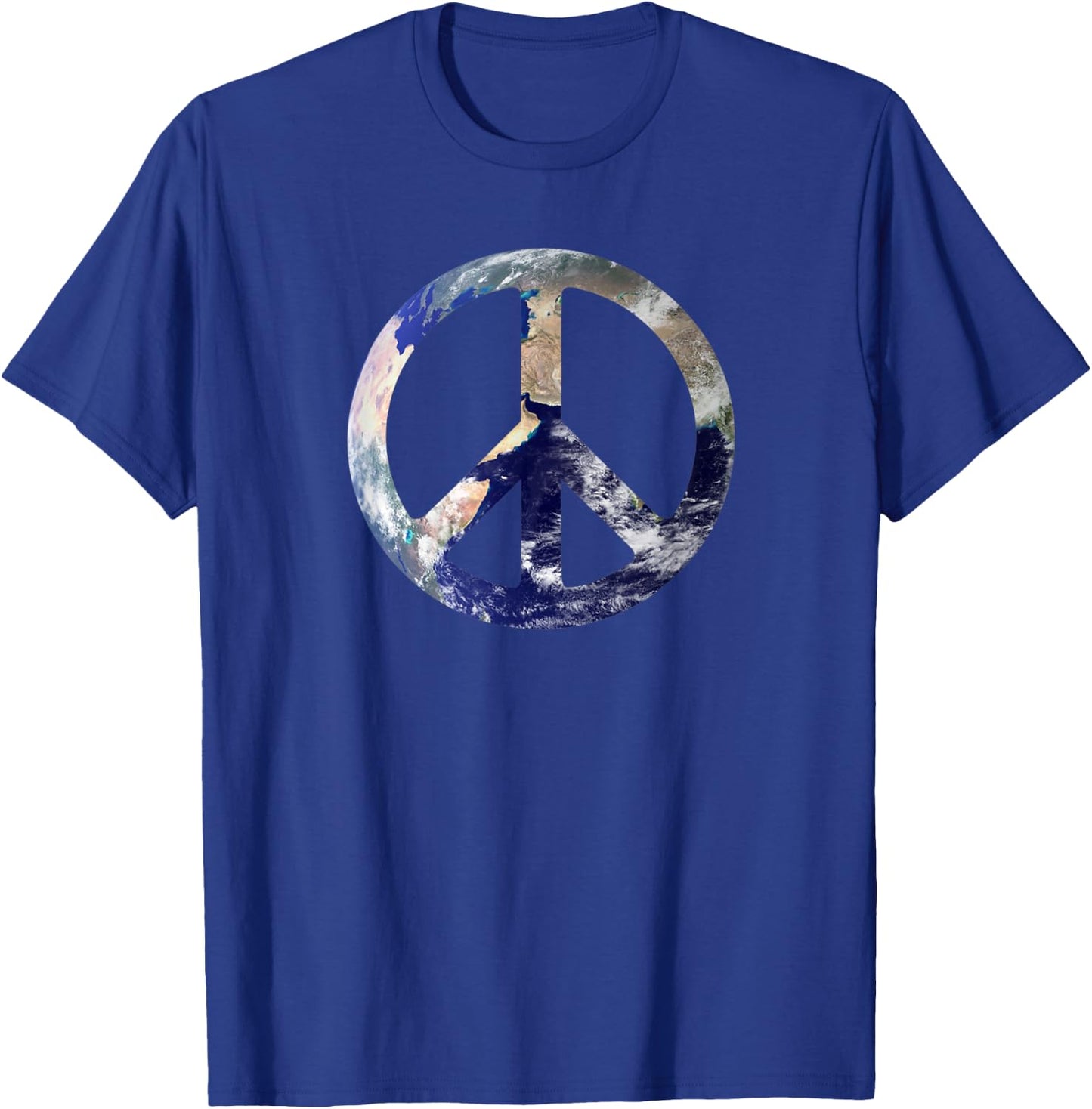World Peace Symbol With Earth Background Of World Peace Sign T-Shirt - T-Shirt | Royal