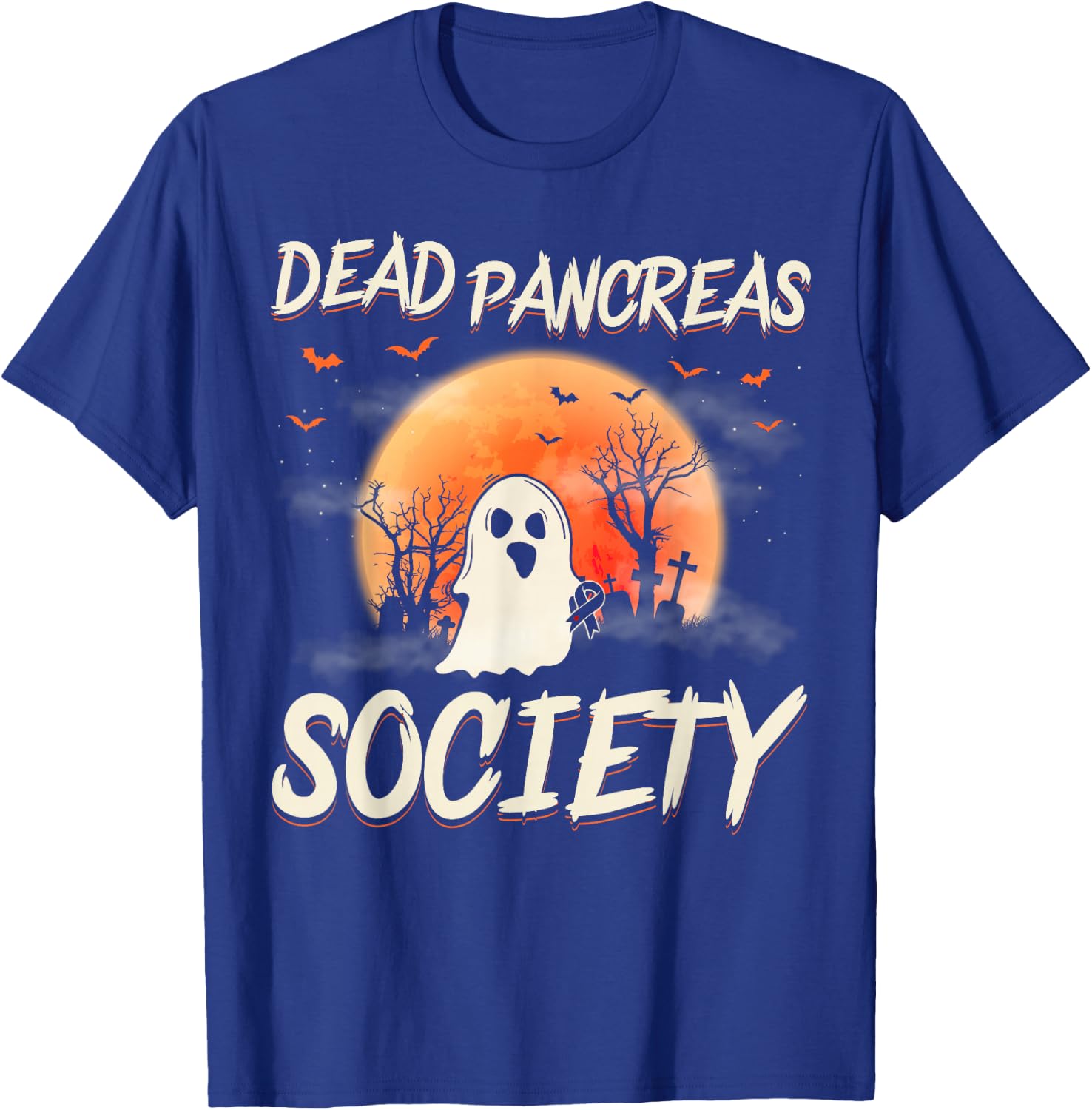 Diabetes Awareness Dead Pancreas Society Halloween Ghost T-Shirt - T-Shirt | Royal