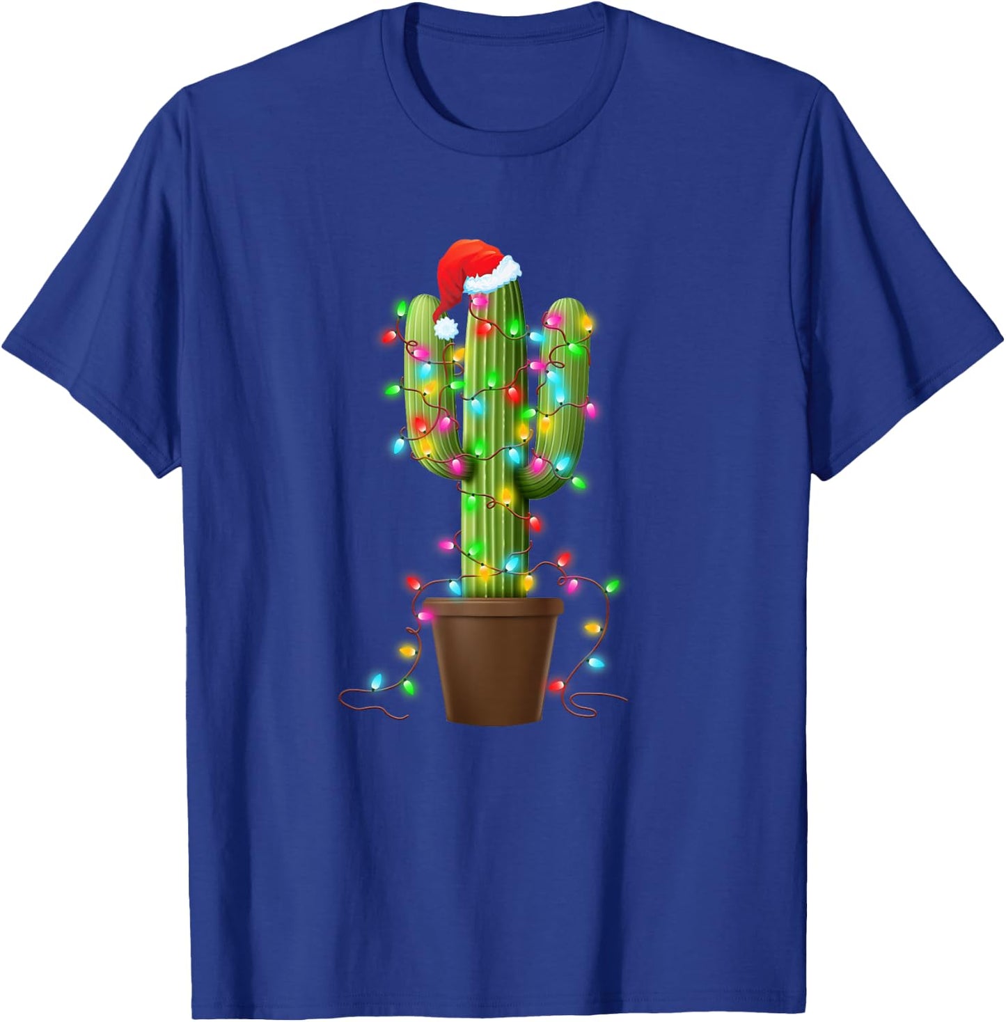 Christmas Lights Cactus Lover Funny Xmas Gifts Women T-Shirt - T-Shirt | Royal