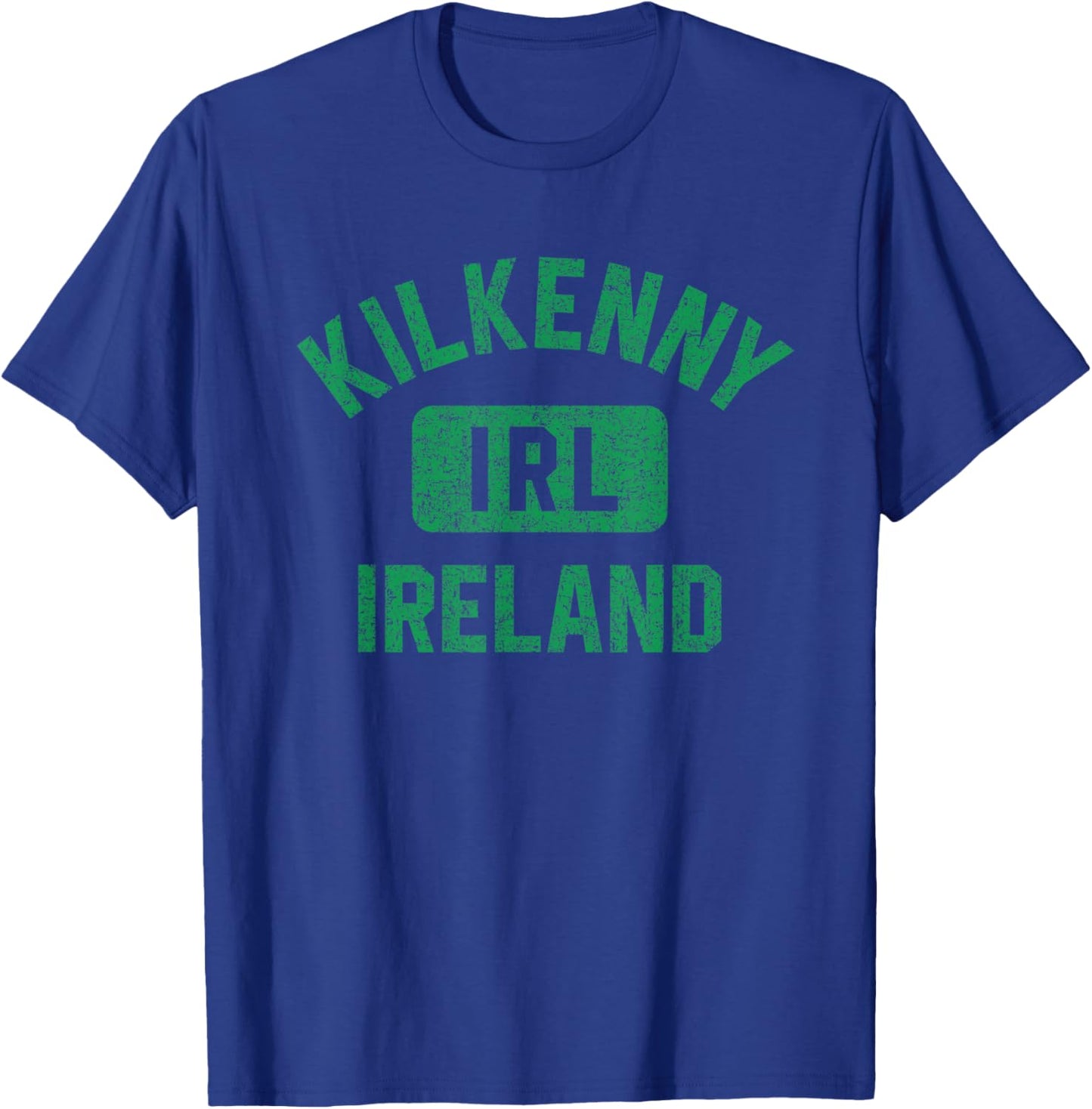 Kilkenny Ireland IRL Gym Style Distressed Green Print T-Shirt - T-Shirt | Royal