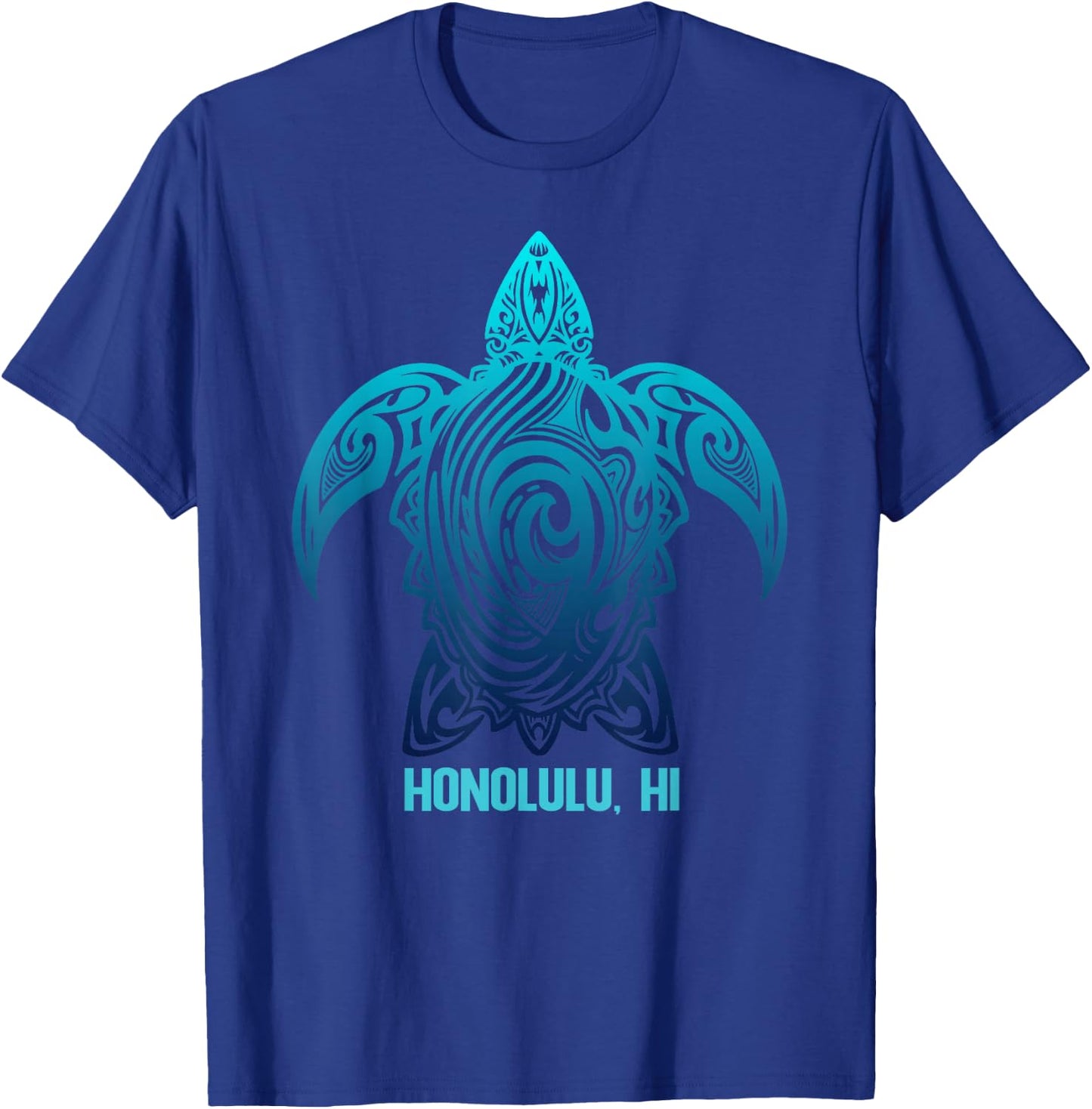 Honolulu Hawaii Tribal Turtle Hawaiian Surfer Diving T-Shirt - T-Shirt | Royal