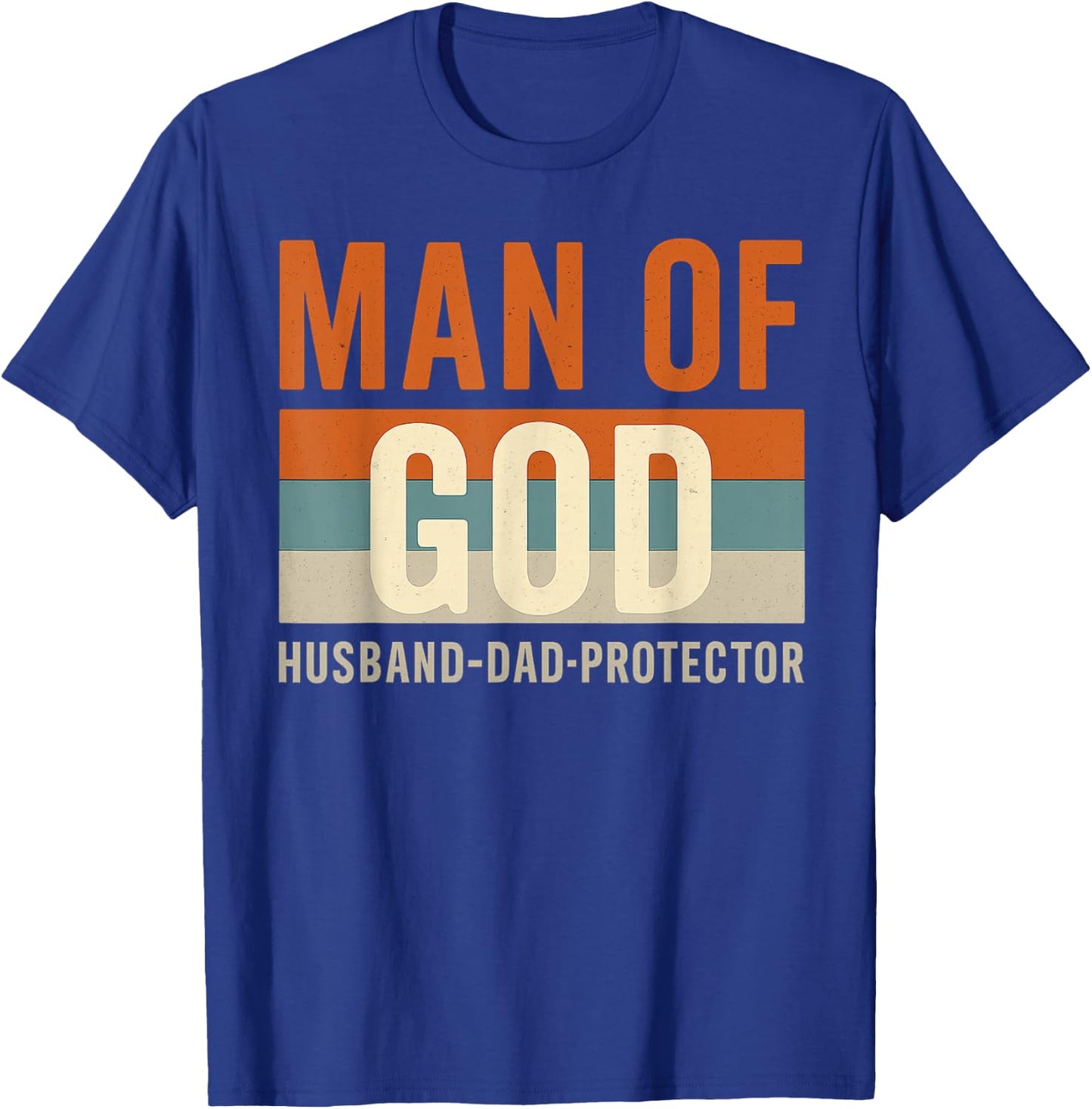 Husband Daddy Protector Hero Christian Dad Fathers Day T-Shirt - T-Shirt | Royal