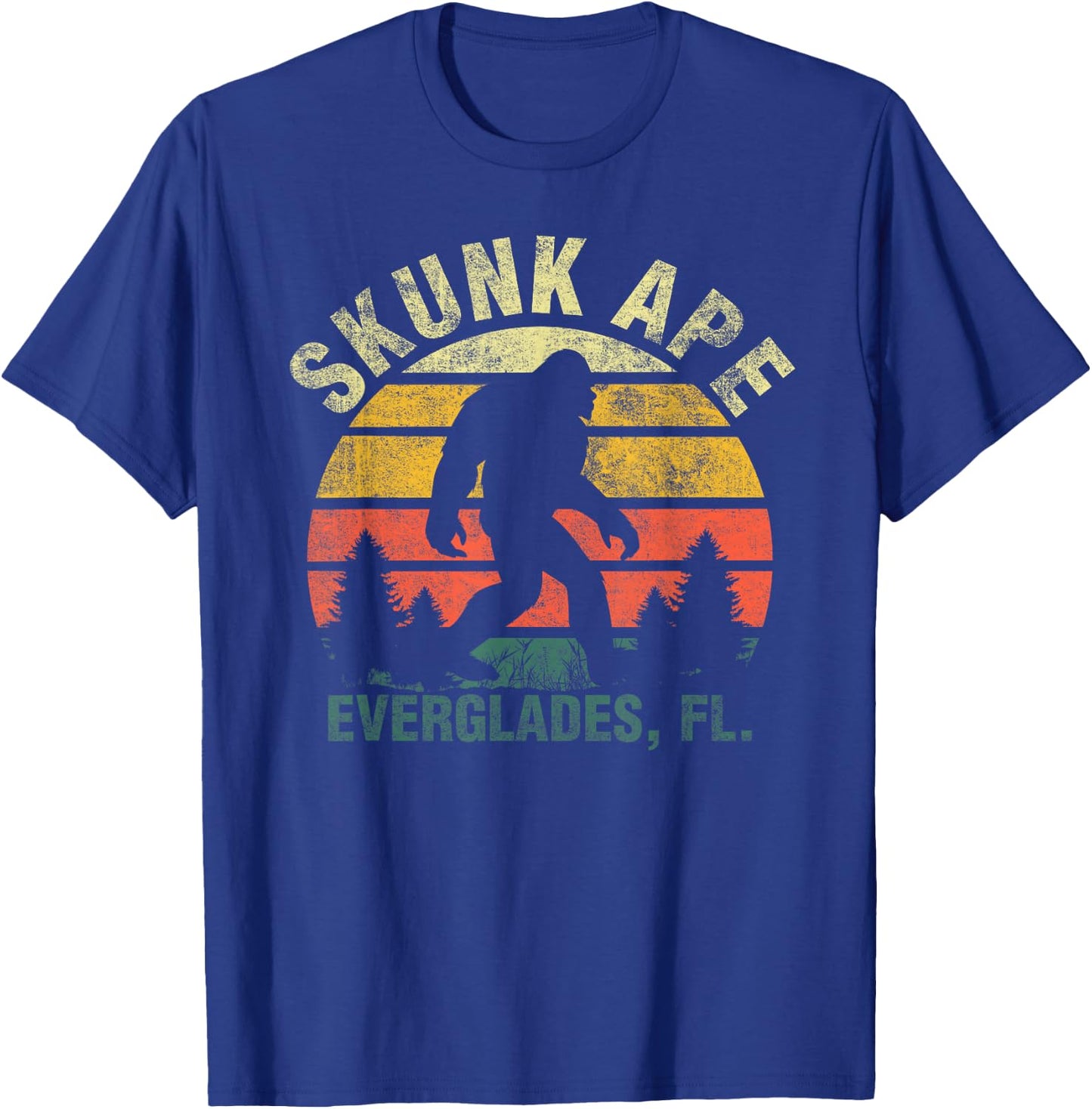 Retro Vintage Skunk Ape Florida Everglades Bigfoot T-Shirt - T-Shirt | Royal