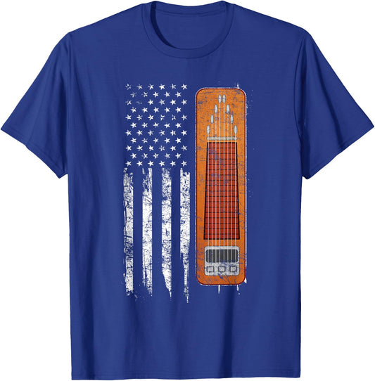 Mega Awesome Musician Shirts Vintage Pedal Steel Flag - Black, Small T-Shirt - T-Shirt | Royal
