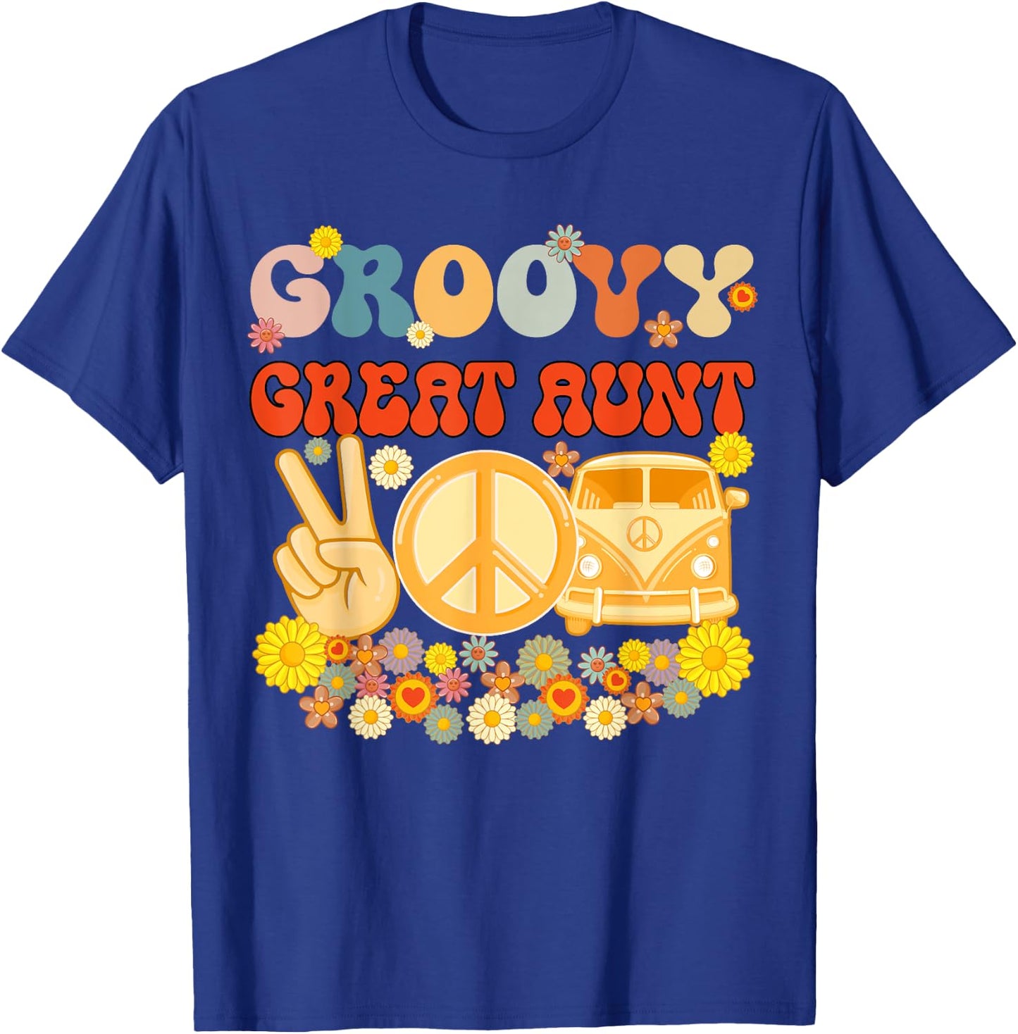 Groovy Great Aunt Retro Matching Family Baby Shower Mother's T-Shirt - T-Shirt | Royal
