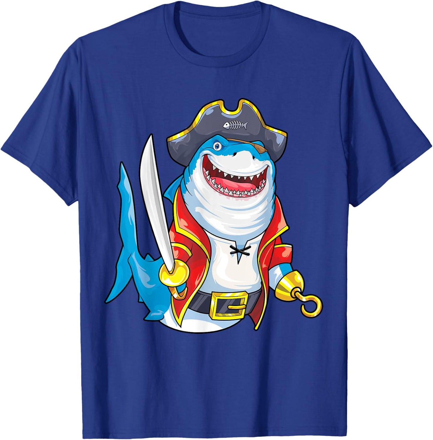 Shark Pirate Costume Jolly Roger Flag Jawsome Halloween T-Shirt - T-Shirt | Royal