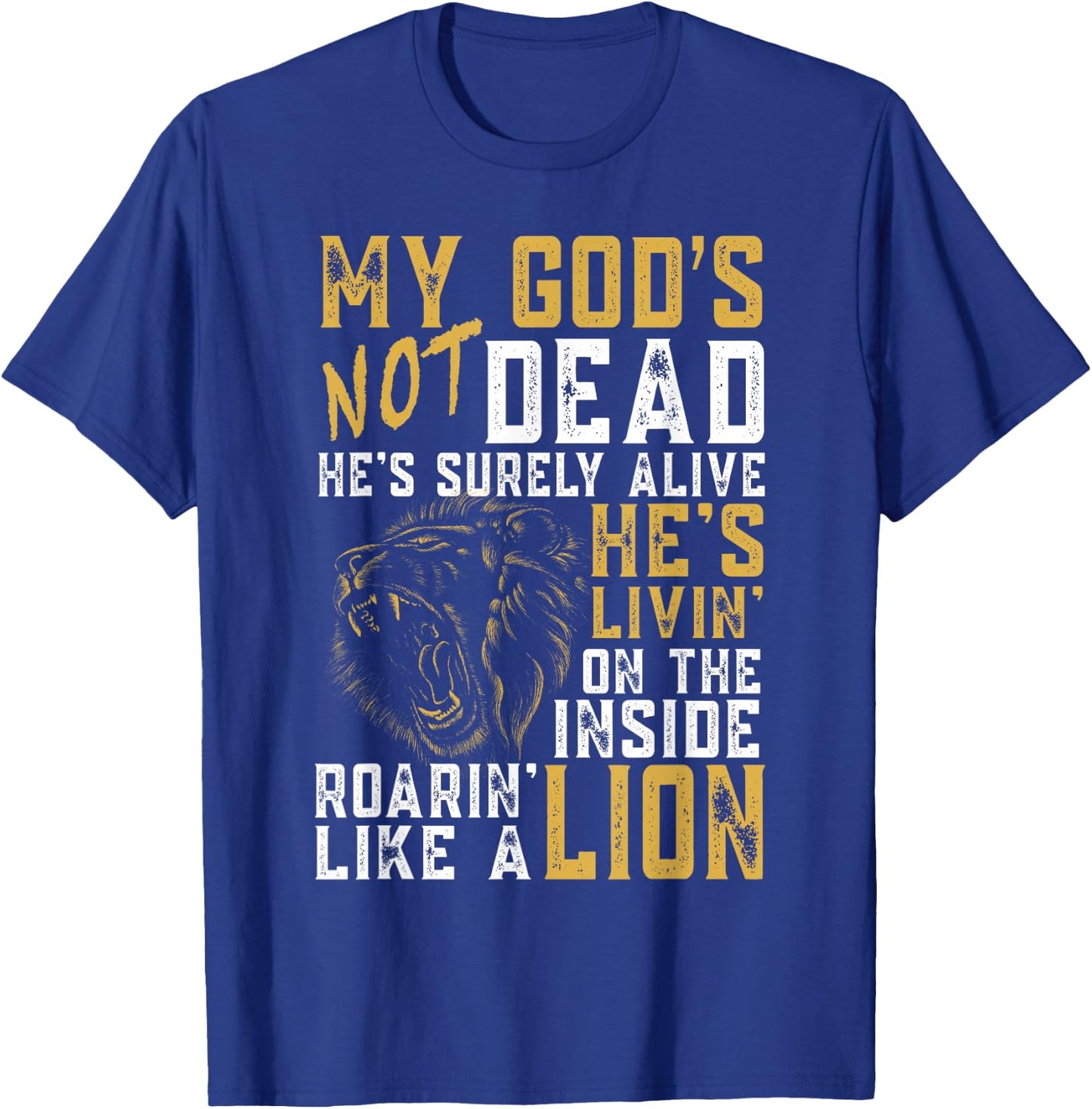 My God's Not Dead Lion Christian Christ Cross Faith T-Shirt - T-Shirt | Royal