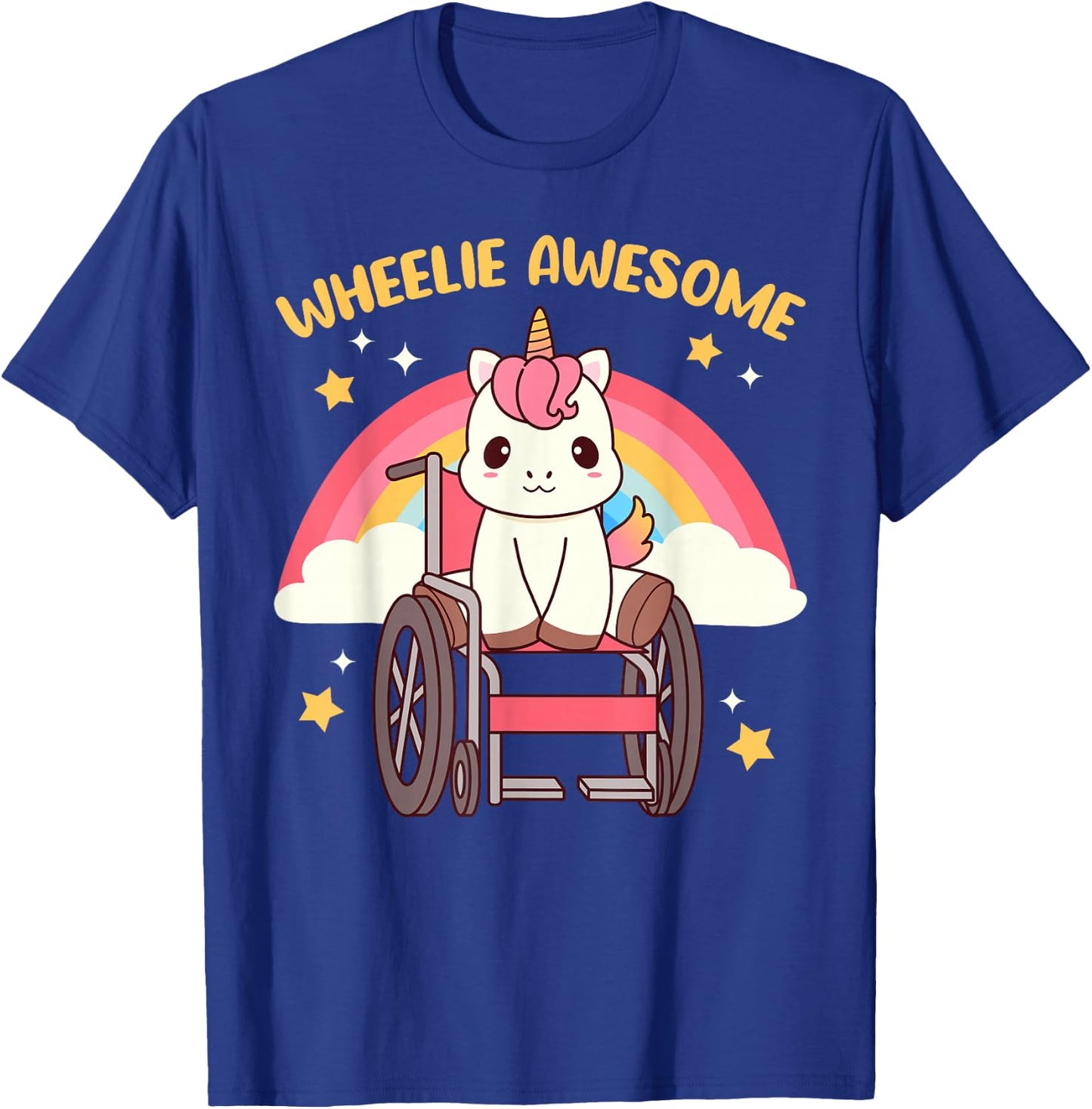 Cute Kawaii Unicorn in Wheelchair - Handicap T-Shirt - T-Shirt | Royal