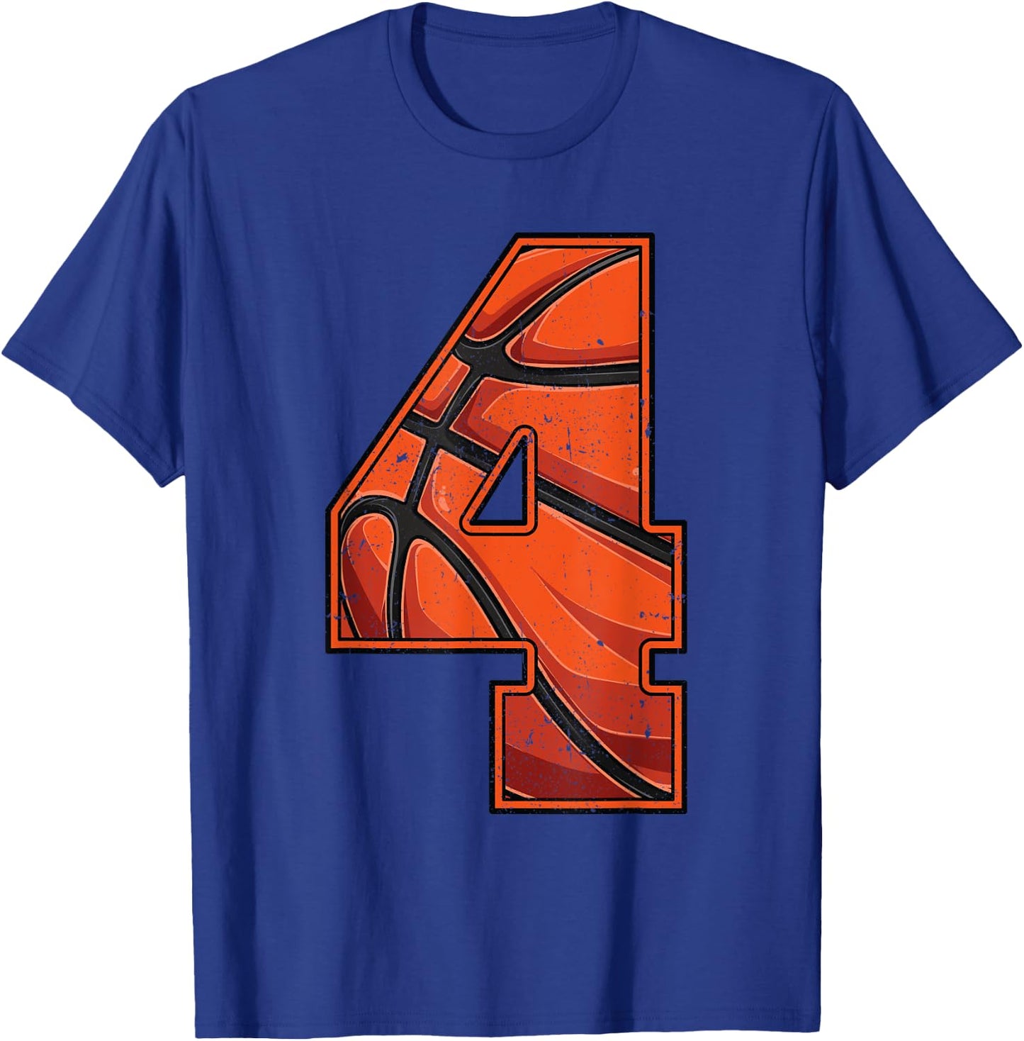 Basketball Fourth 4th Birthday Boy Girl Four 4 Years Old T-Shirt - T-Shirt | Royal