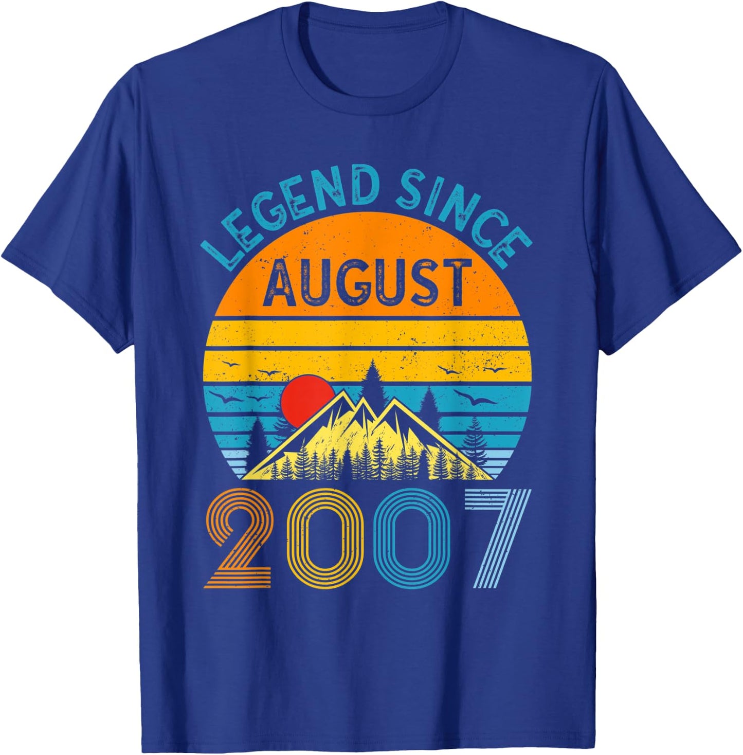 Legend Since August 2007 15th Birthday Vintage 15 Years Old T-Shirt - T-Shirt | Royal