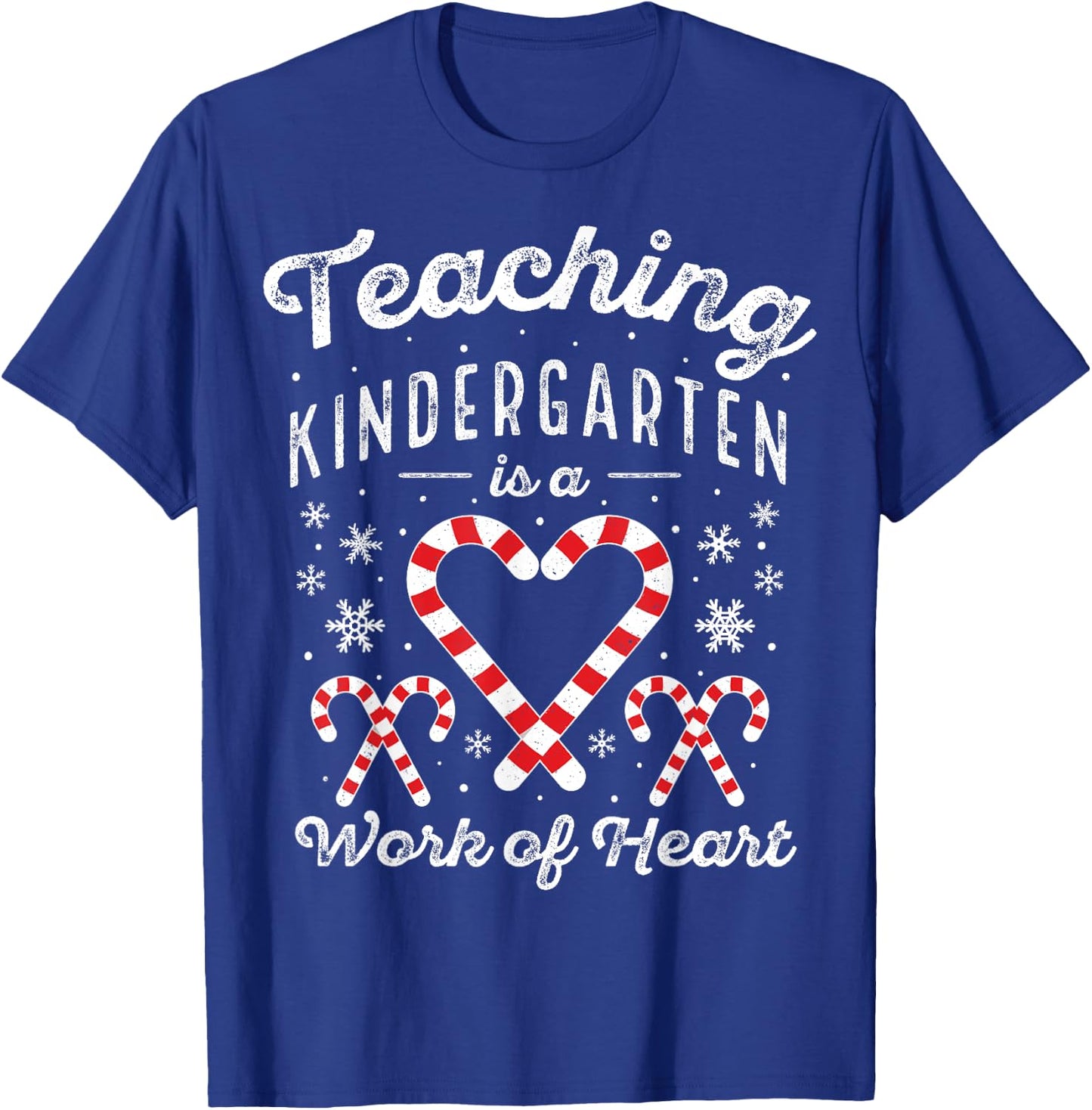 Christmas Candy Cane Work of Heart Xmas Kindergarten Teacher Women Kids T-Shirt - T-Shirt | Royal