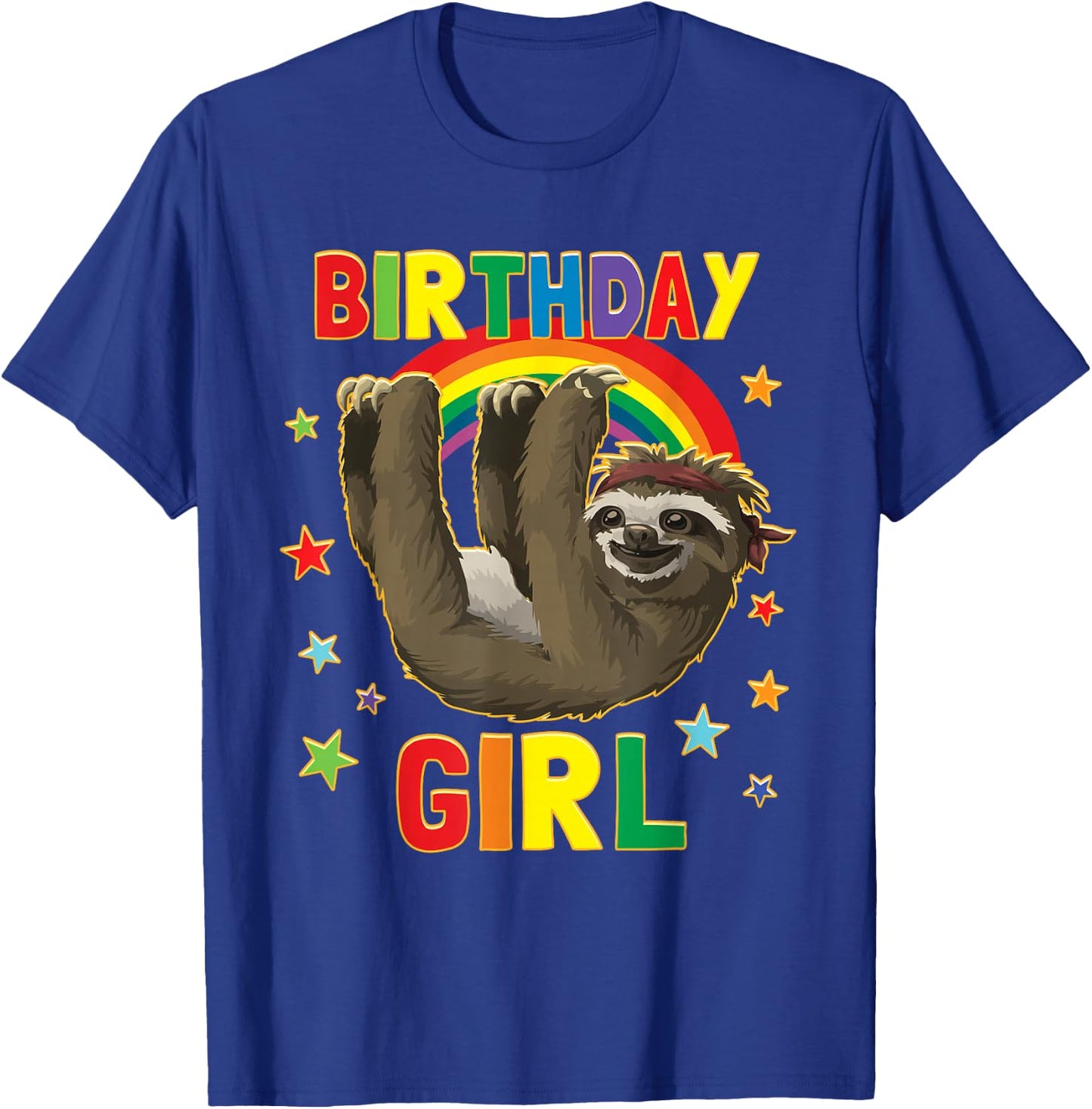 Girl Birthday Sloth B-day Party Kids Gift Sloth Lovers T-Shirt - T-Shirt | Royal