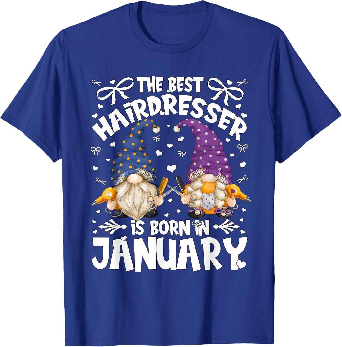 Best Hairdresser Gnome For Funny Barber Who Born In January T-Shirt - T-Shirt | Royal