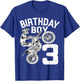 Kids 3 Year Old Dirt Bike Birthday Party Motocross MX 3rd T-Shirt - T-Shirt | Royal