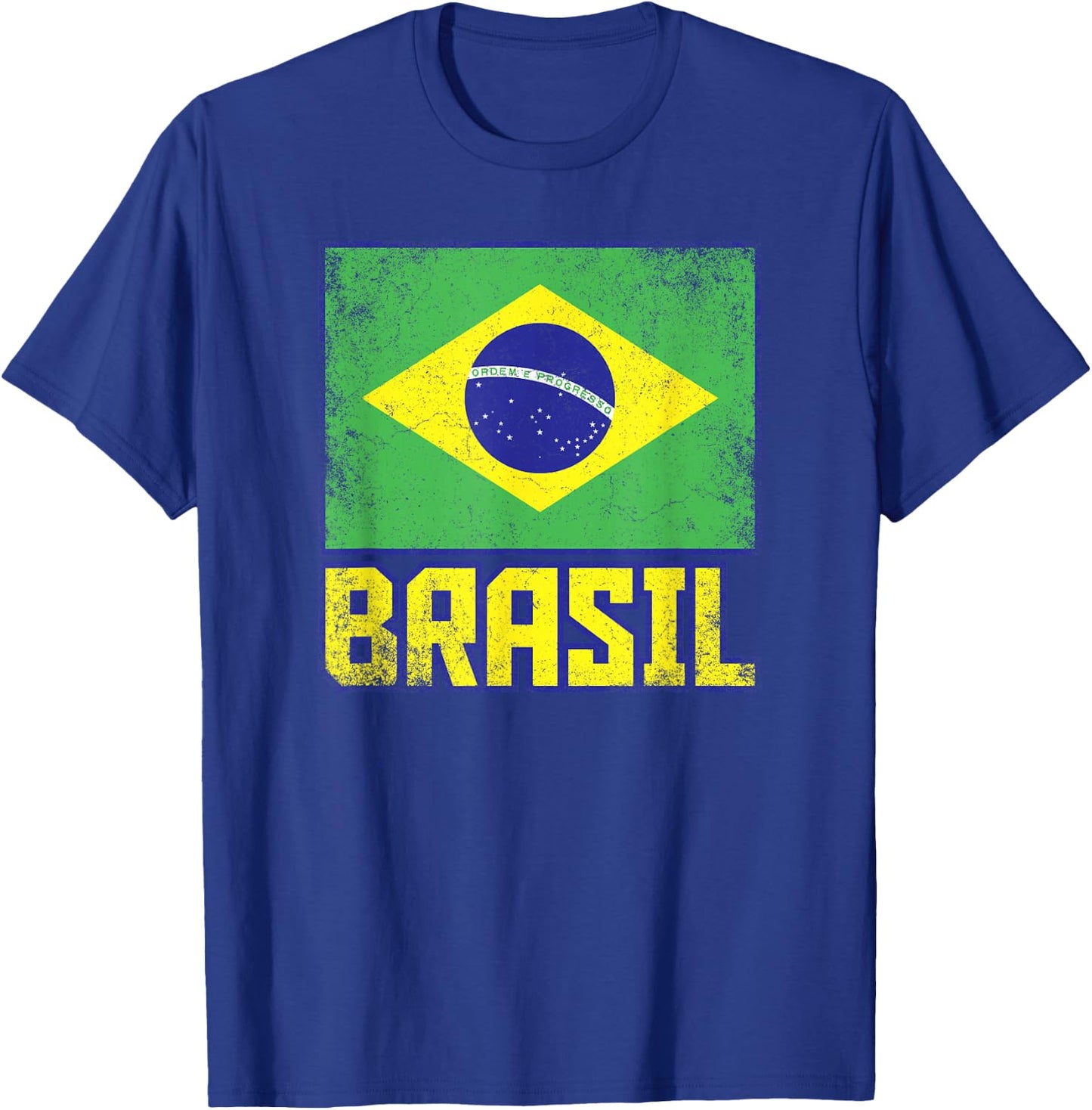 Brasil Brazil Flag Vintage Retro Country Brazilian Pride T-Shirt - T-Shirt | Royal