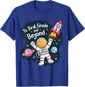 To Third Grade and Beyond Back to School Astronaut T-Shirt - T-Shirt | Royal