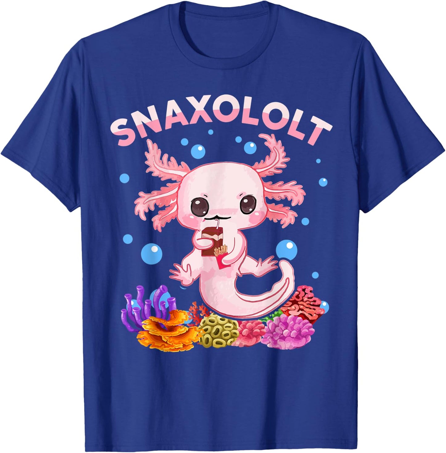 Kawaii Axolotl Snaxolotl Shirt Kid Toddler Teen Cute Axolotl T-Shirt - T-Shirt | Royal