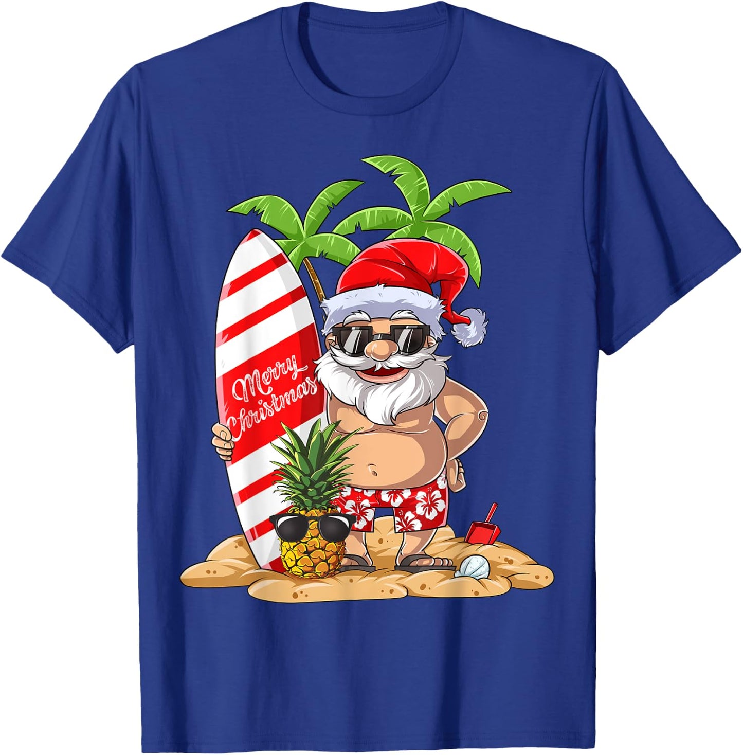Christmas in July Santa Hawaiian Surfing Gifts Summer Surfing Women T-Shirt - T-Shirt | Royal